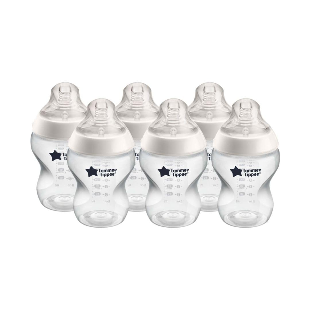 Tommee Tippee Closer to Nature Baby Bottles - 6 Pack (9oz) with Slow Flow Breast-Like Nipple & Anti-Colic Valve | Perfect for Newborns & Breastfed Babies | BPA-Free, Easy to Clean for Daycare & Travel Use