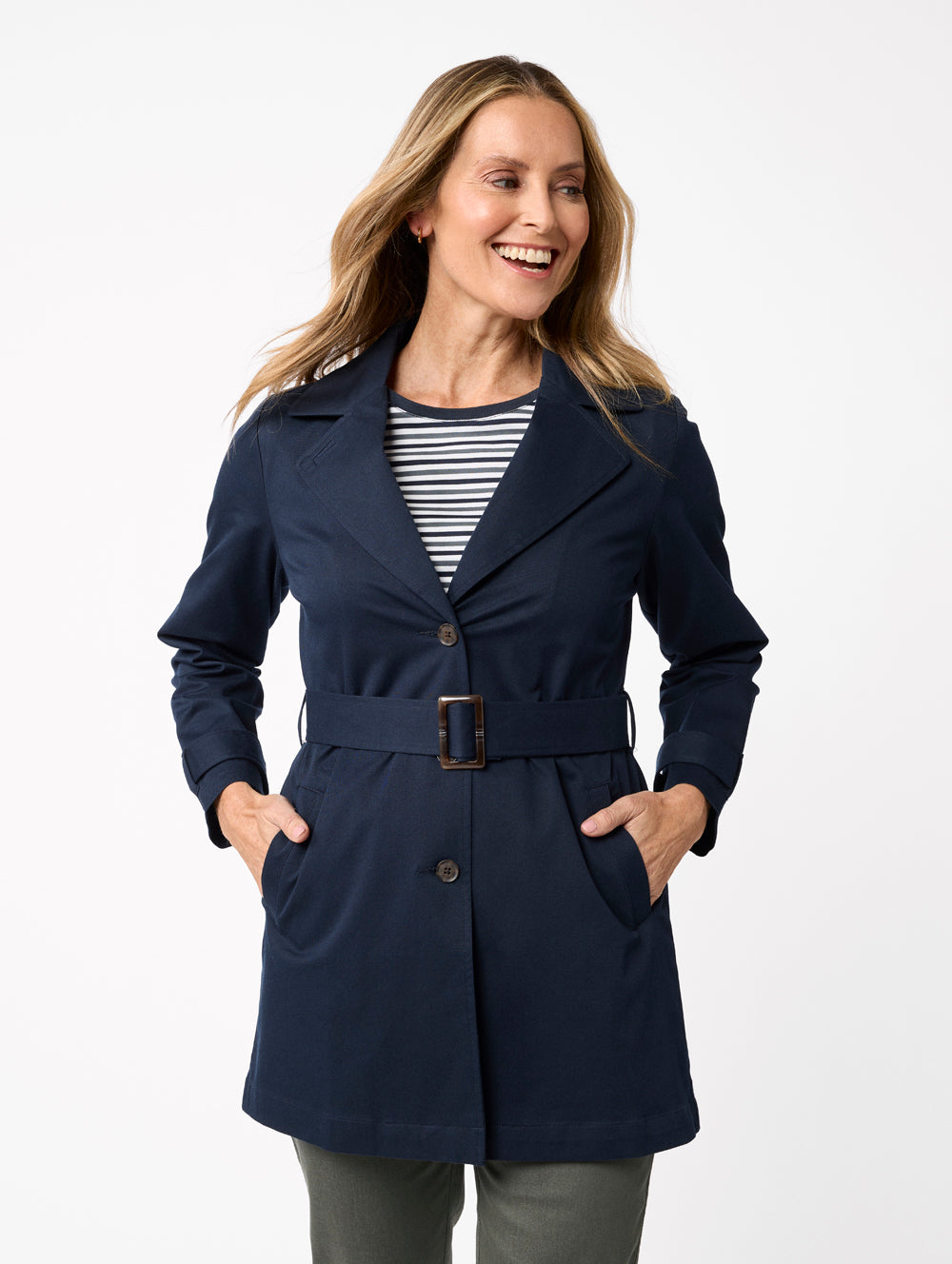 Stylish Taren Trench Coat for Women - Waterproof Long Coat with Belt for Fall & Winter | Perfect for Office, Travel & Outdoor Activities