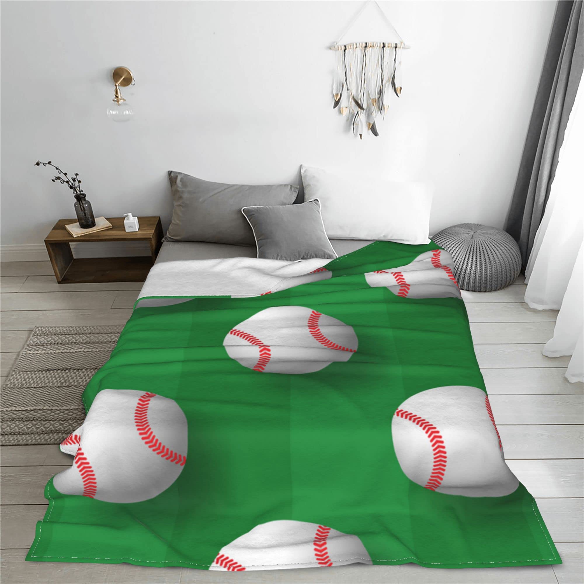 Soft Cozy Fleece Flannel Throw Blanket for Couch, Sofa & Bed - All Seasons Warm Fuzzy Blanket in Softball Green - Perfect for Evening Relaxation, Movie Nights & Home Decor