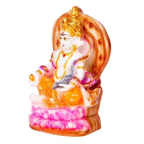 GLOOKS Kuber Marble Dust Idols - 3.50 Inch Hindu God Statue for Home Altar, Office Desk & Spiritual Decor | Handcrafted Religious Figurine for Pooja, Meditation & Gift Giving
