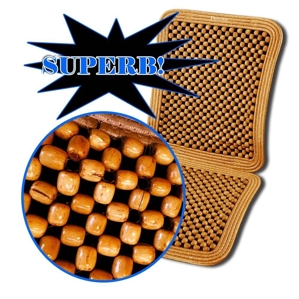 Zento Deals Natural Wood Beaded Seat Cover - Breathable & Comfortable Car Seat Cushion for Office Chair, Truck, or Home Use - Improves Airflow & Reduces Back Pain