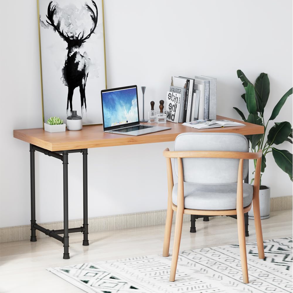 Heavy Duty Metal Table Legs 28 Inch - Industrial Black Desk Legs Set of 2, Modern Dining Furniture Legs with Steel Pipe Design for Kitchen Tables, Workbenches & Office Desks