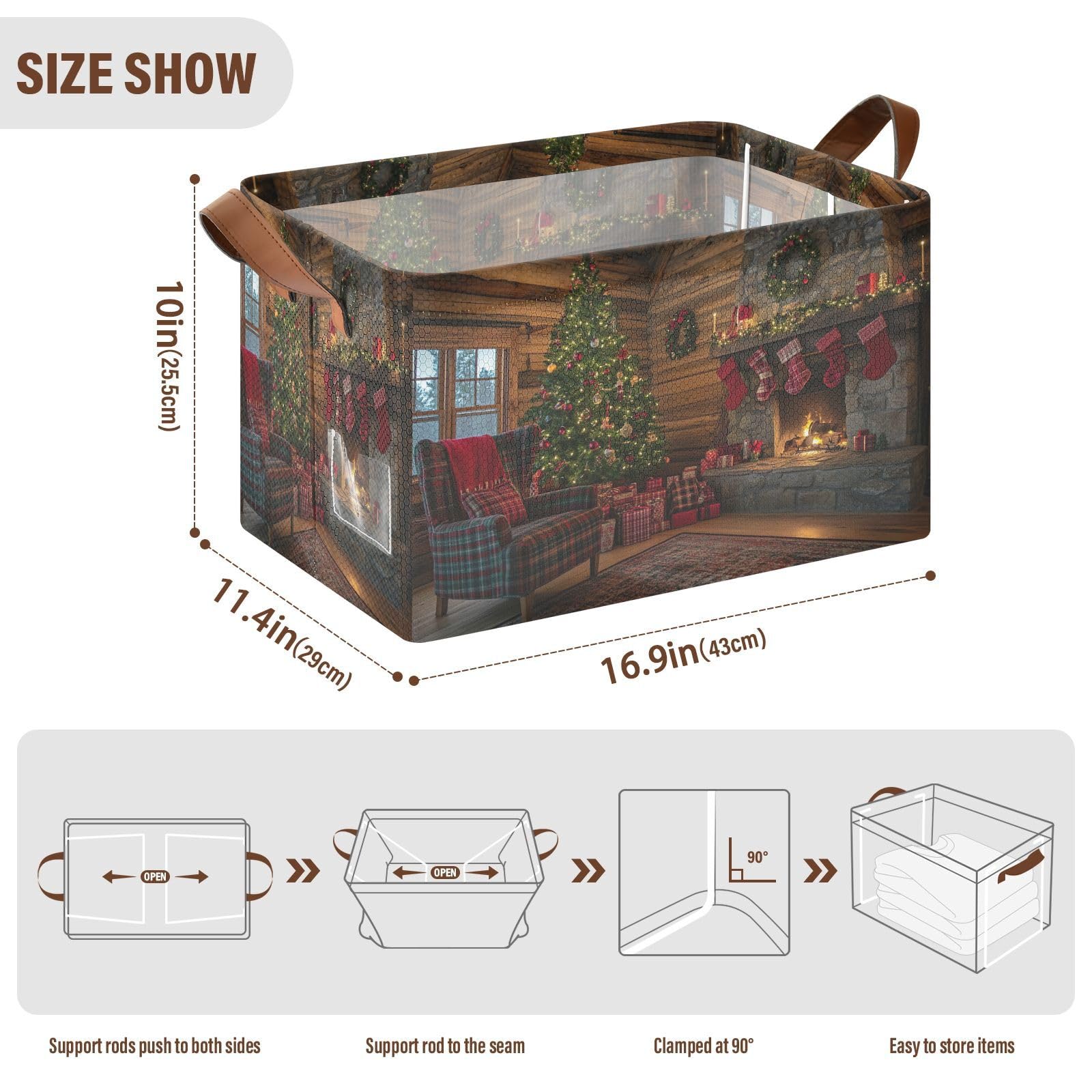 Foldable Storage Baskets for Shelves - 2 Pack Collapsible Sturdy Storage Bins with Handles, Organizing Cubes for Closet, Bedroom & Bathroom - Perfect for Christmas Decor, Toys & Home Organization