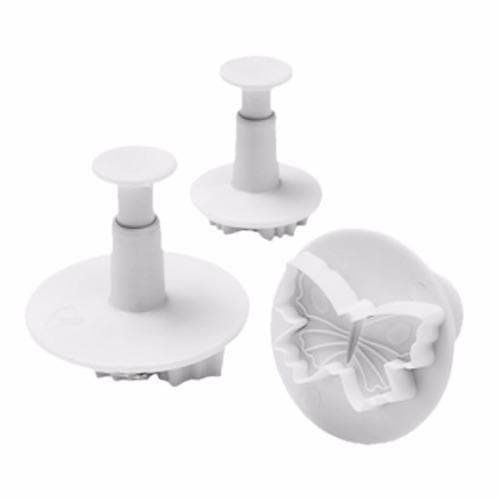 3-Piece Butterfly Impression and Plunger Cutters Set for Baking, Cake Decorating, and Cookie Making - Stainless Steel Dough Cutters for Pastry, Fondant, and DIY Crafts
