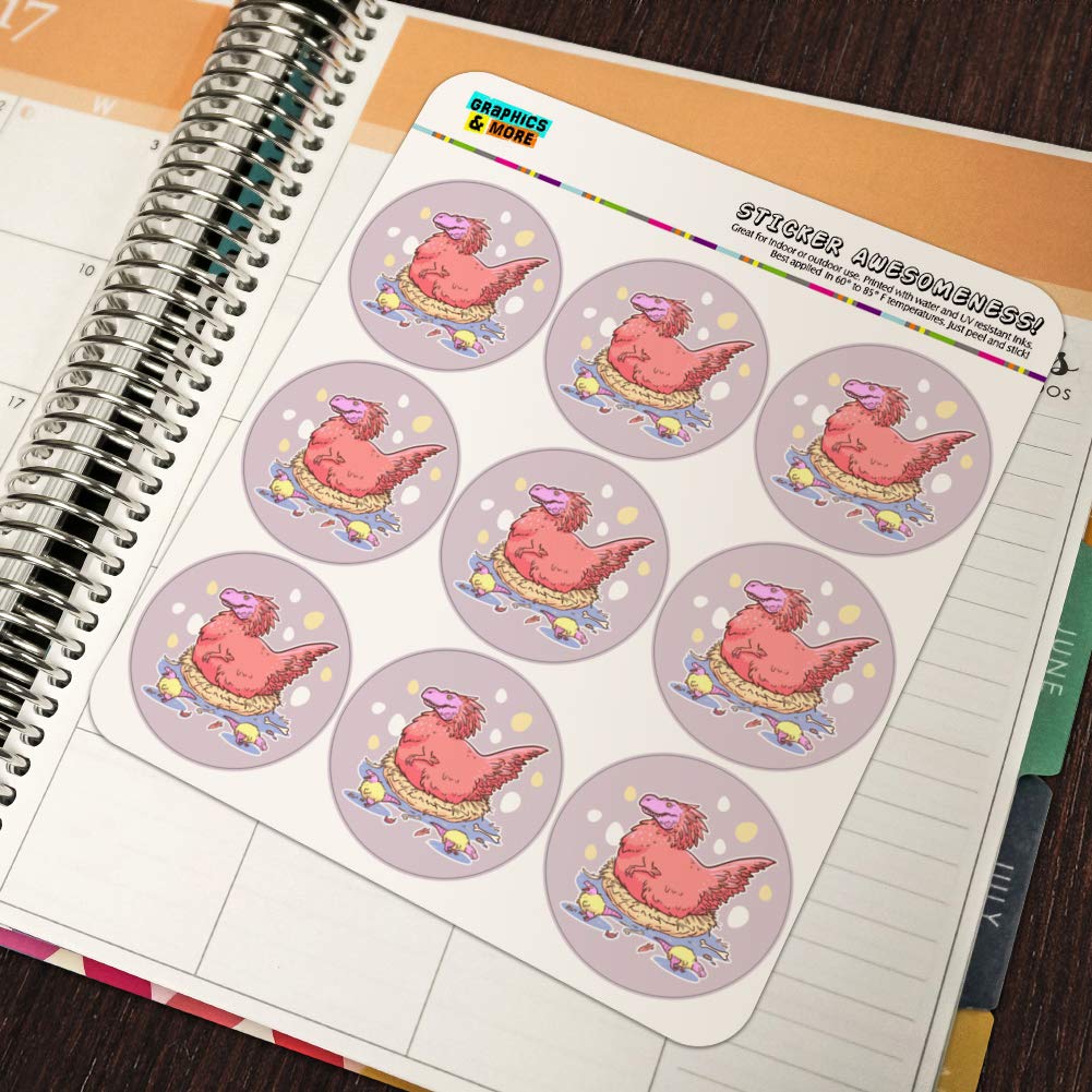 Feathered Tyrannosaurus Rex Dinosaur with Babies Stickers - Planner, Calendar, Scrapbooking, Crafting Supplies - Perfect for Journals, DIY Projects, and School Decorations