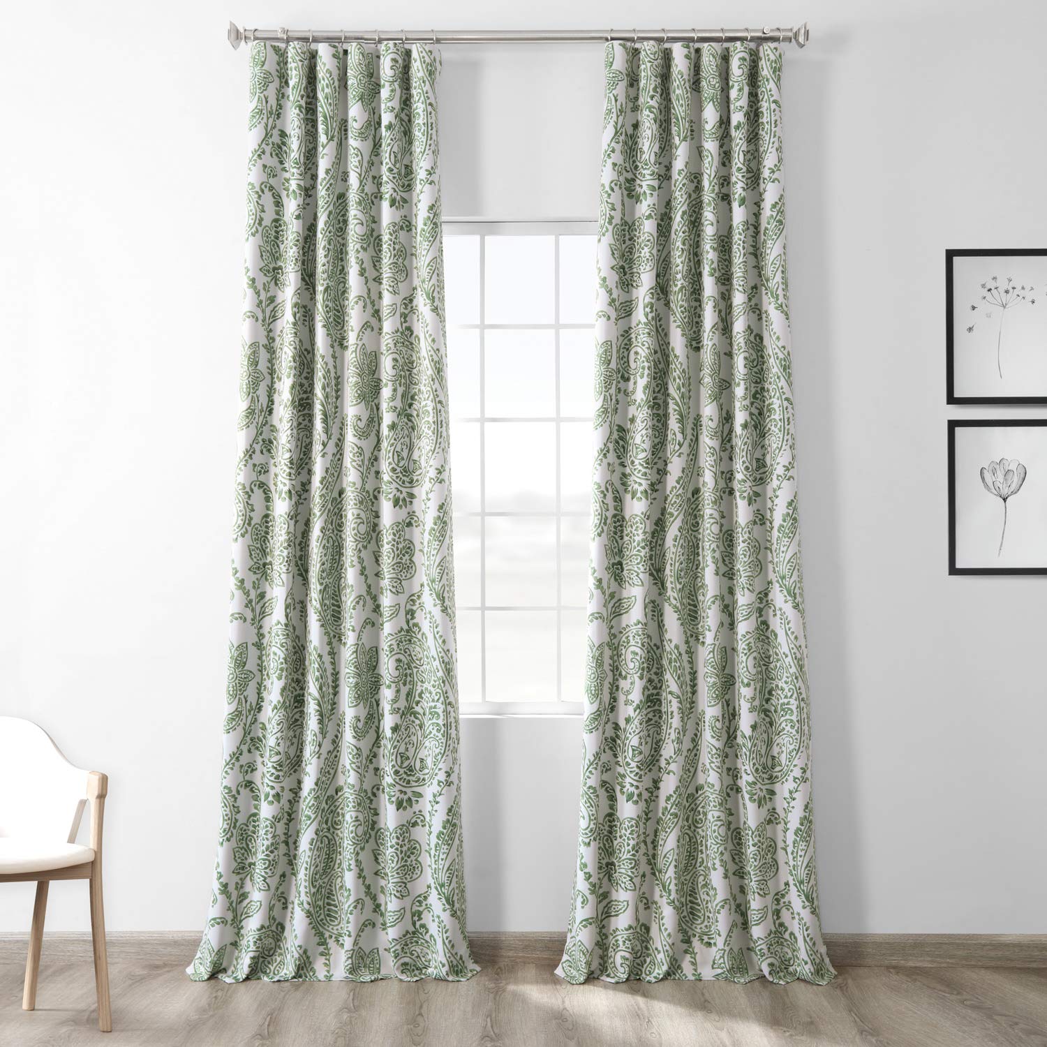 HPD Half Price Drapes Floral Printed Rod Pocket Blackout Curtains - 50