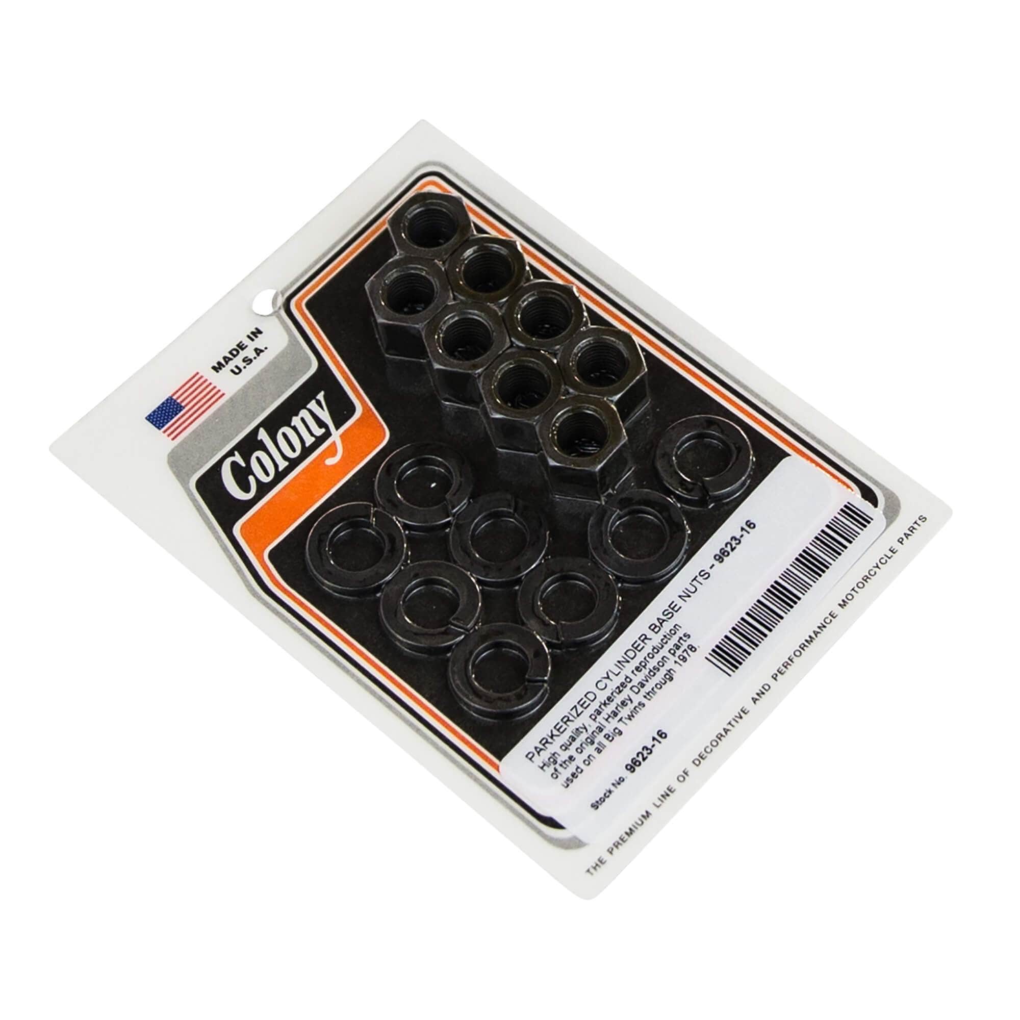 16 Cylinder Base Nuts for 1936-1978 Harley Davidson Big Twins - Parkerized Finish - Motorcycle Engine Repair & Restoration Parts
