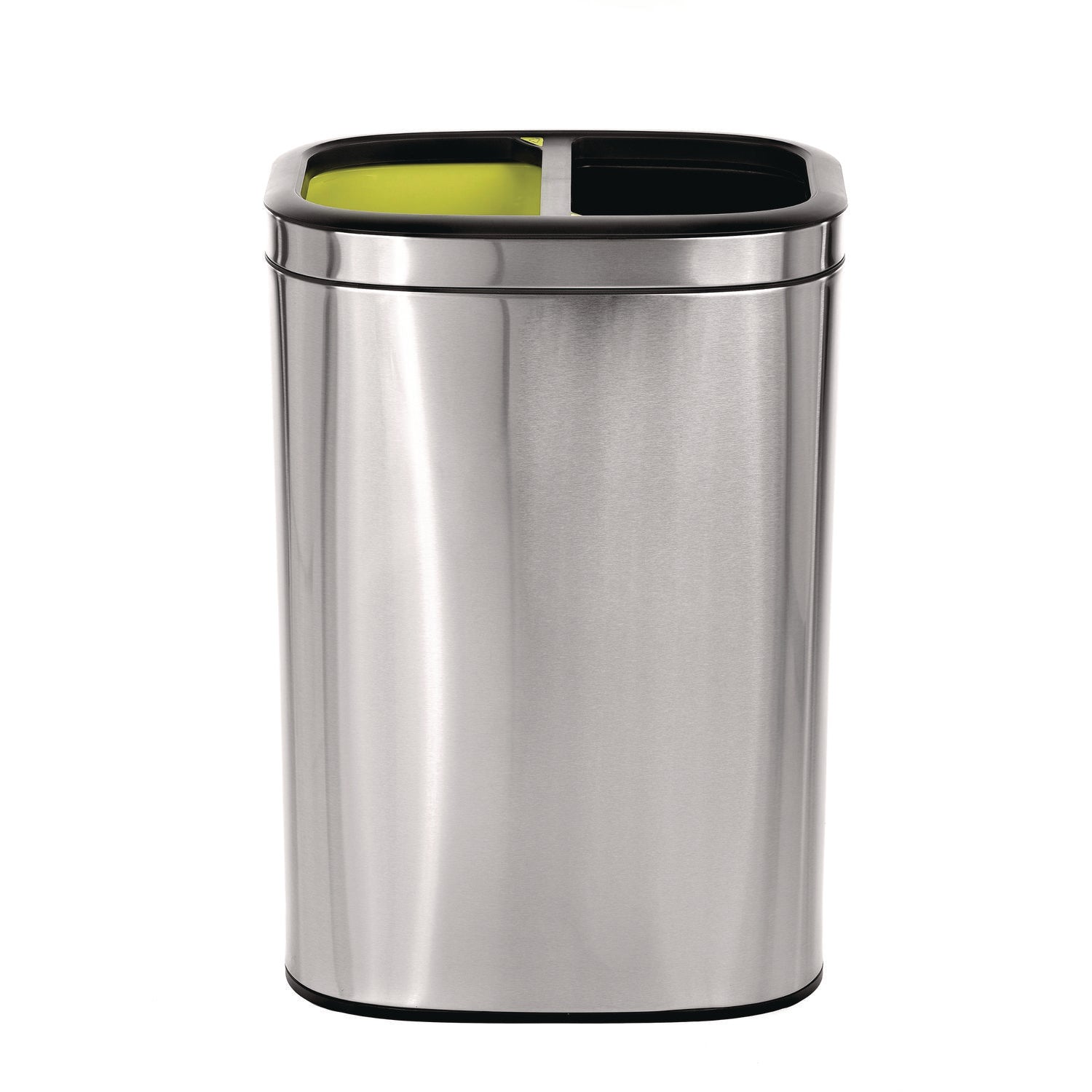 Alpine Industries 10.5 Gallon Stainless Steel Dual Compartment Trash Can with Open Top - Perfect for Kitchen, Office, and Commercial Use