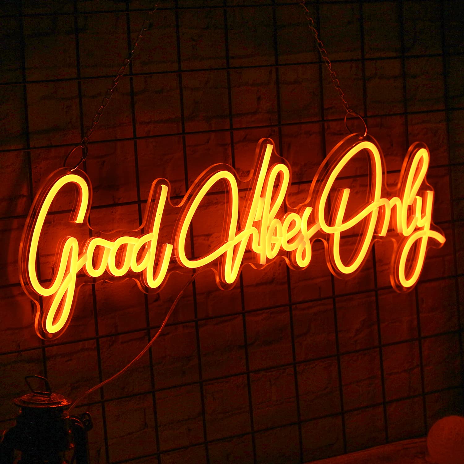 Good Vibes Only Neon Sign Light - Vibrant Wall Art Decor for Home, Bar, Club & Party | Unique Gift for Christmas, Rave & Apartment Decor (Orange)