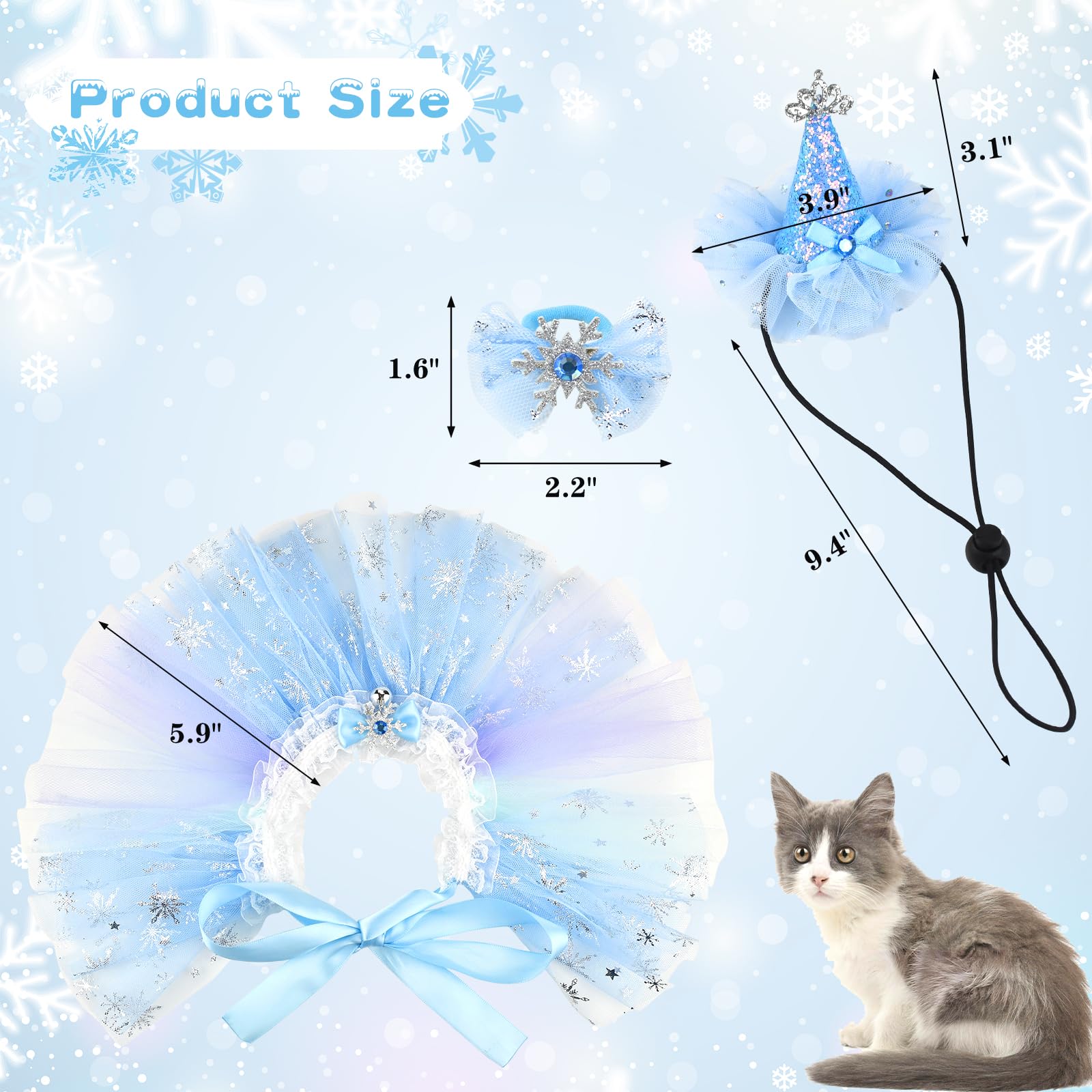 Cat Birthday Princess Costume with Crown Hat & Tutu Skirt - Halloween Pet Outfit for Cats & Kittens - Perfect for Birthday Parties, Photo Shoots & Dress-Up Play
