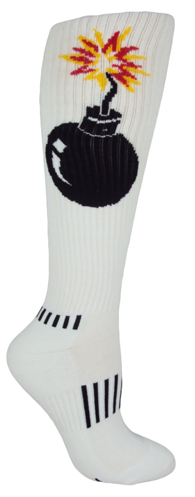 Youth The Bomb in White Knee-High Soccer Socks - Breathable Football Socks for Boys & Girls - Perfect for Soccer Matches, Training & Sports Activities