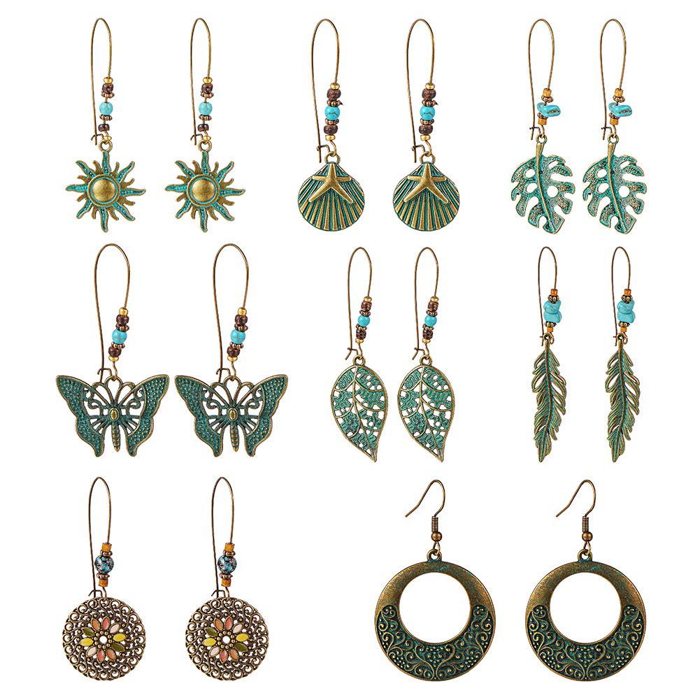 8 Pairs Vintage Boho Drop Dangle Earrings for Women - Geometric Statement Earrings for Girls - Perfect for Parties, Weddings & Everyday Boho Fashion