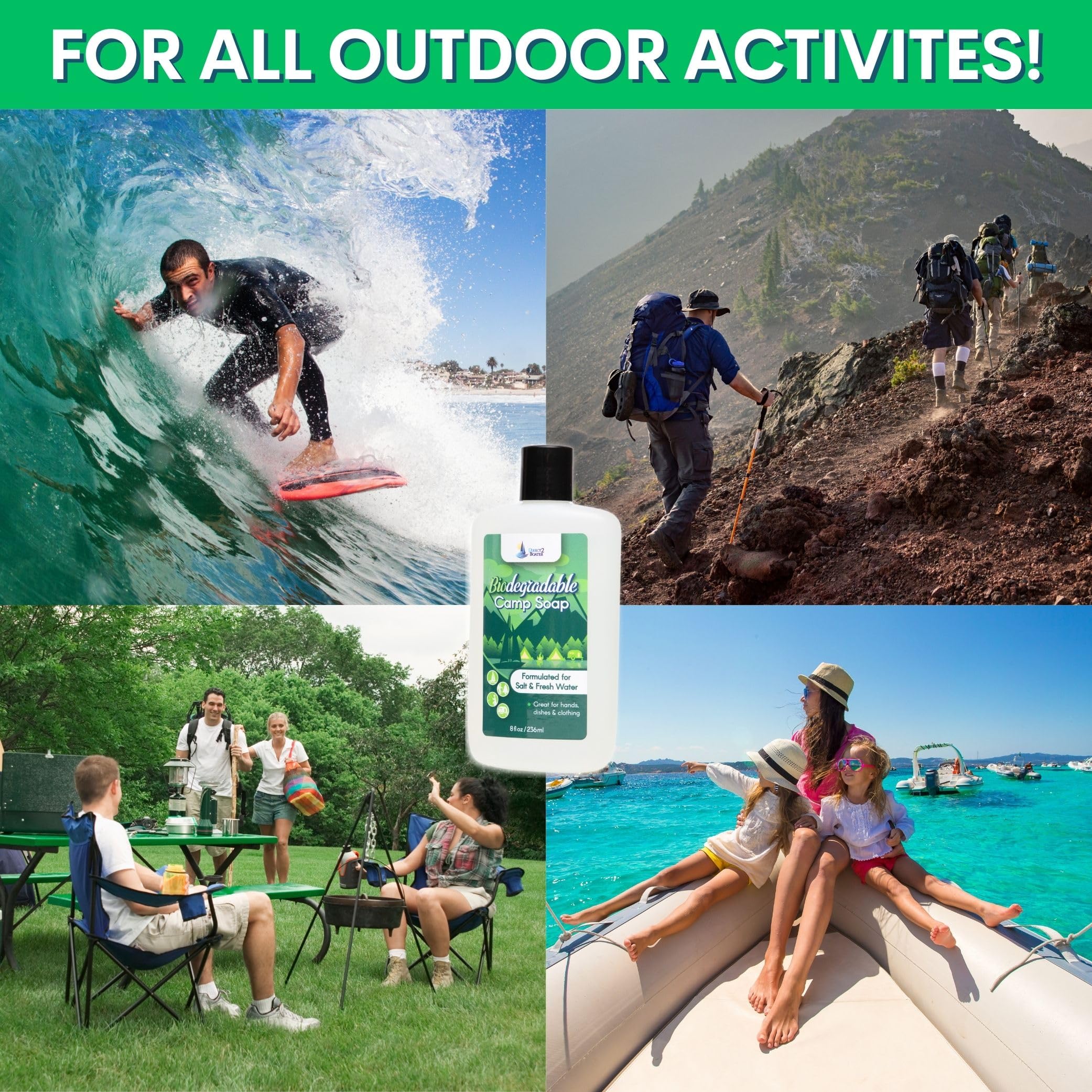 **Eco-Friendly Biodegradable Camping Soap - 8oz Unscented, Dye-Free All-Purpose Soap for Hiking, Backpacking & RV Trips - Gentle Hand & Body Wash for Outdoor Adventures**    *(Perfect for Camping, Backpacking, RV Travel, and Off-Grid Hygiene!)*