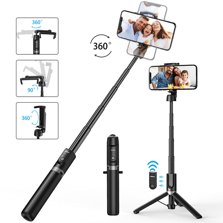 Mpow PA197A Extendable Selfie Stick with Bluetooth Remote - Compact & Lightweight Tripod for iPhone, Android, Samsung Smartphones - Perfect for Travel, Vlogging, Group Photos & Social Media Content Creation