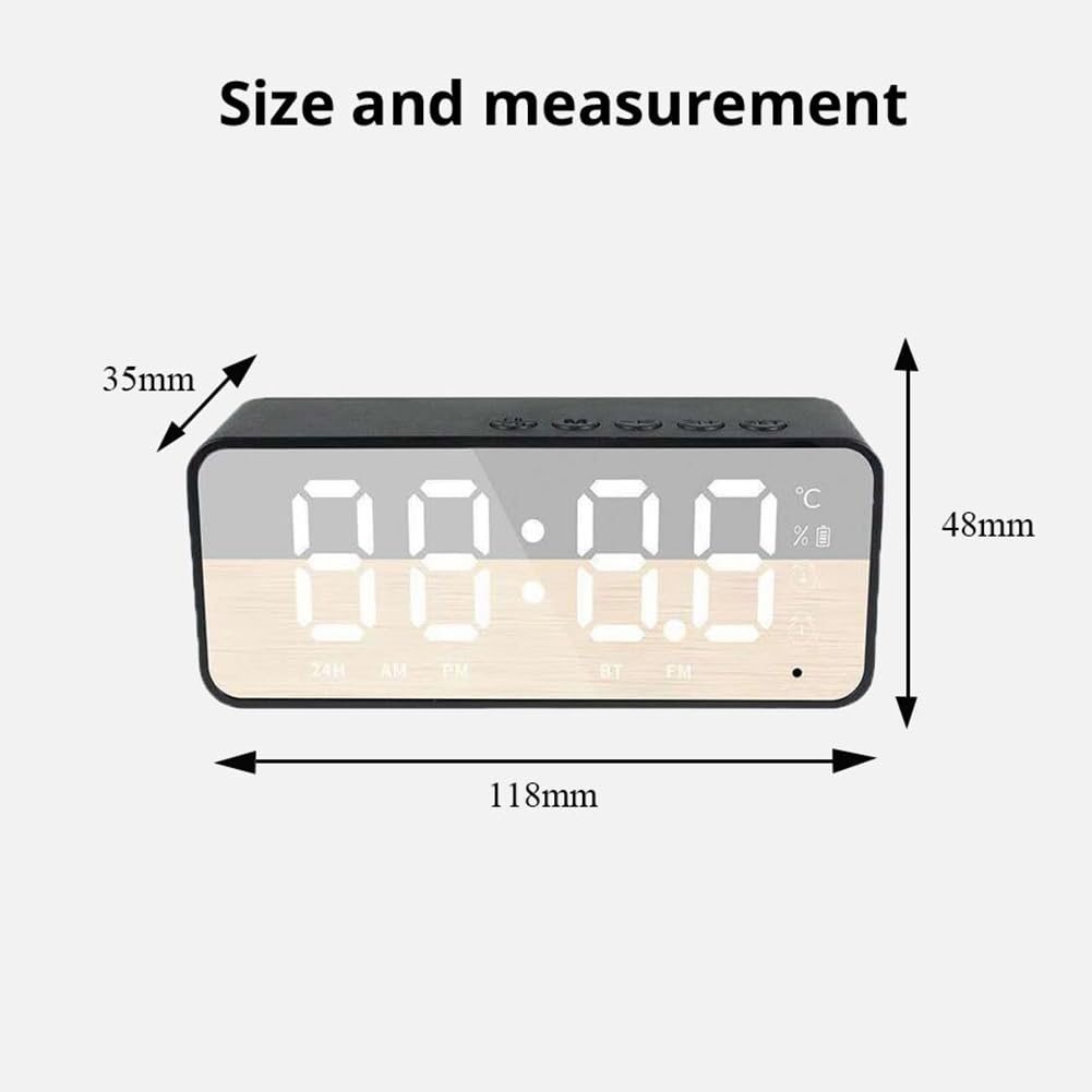 TYREE G50 Wireless Bluetooth Speaker with Alarm Clock, FM Radio, Mini Card, Temperature Display, Mirror Audio - Portable Pink Speaker for Home, Office, Travel & Outdoor Use