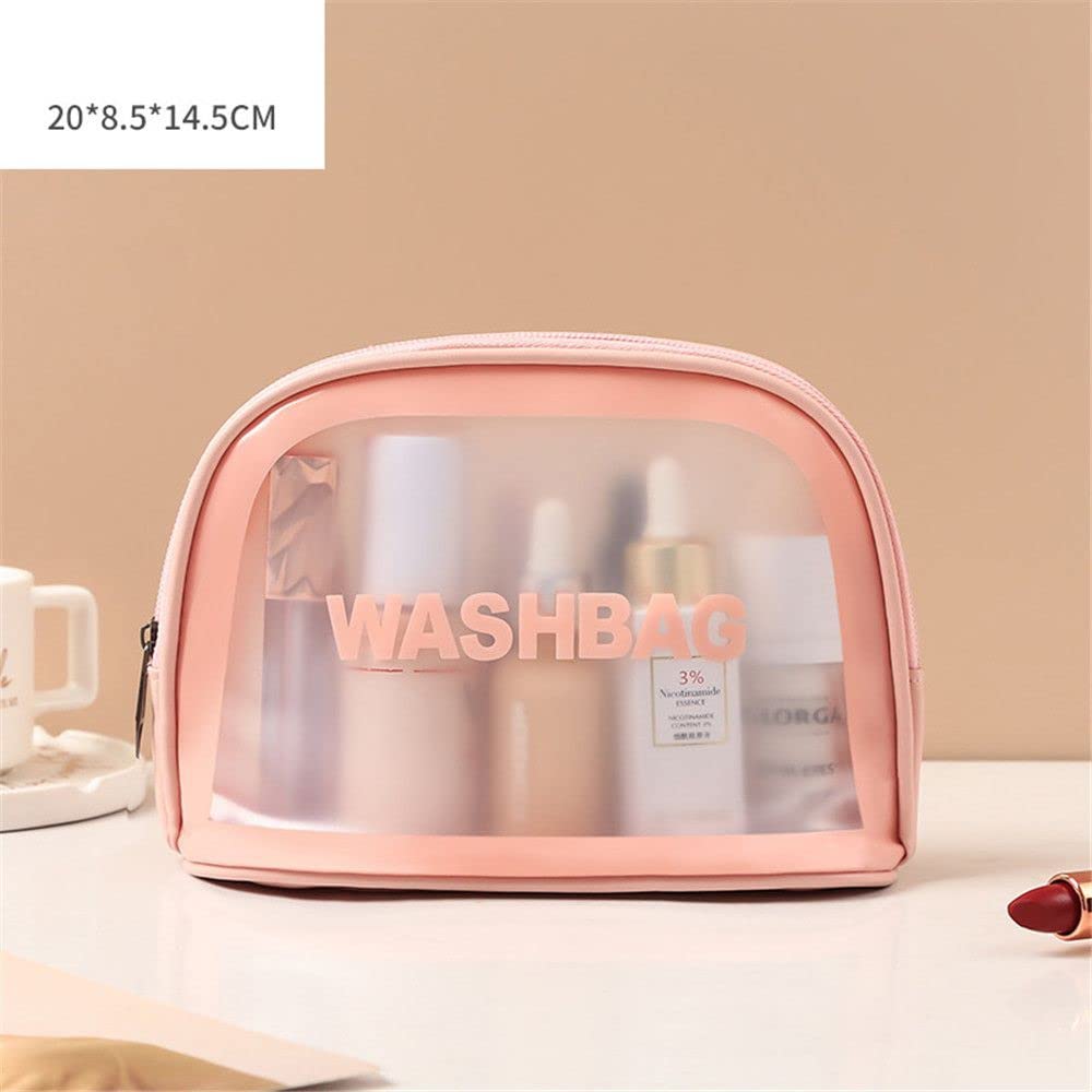 HomeSoGood 4Pcs Clear PVC Cosmetic Bags Set - Waterproof Travel Makeup Organizer for Beauty Tools, Pink Washable Cosmetic Cases (One Size) - Perfect for Travel, Salon, Gym & Daily Beauty Storage