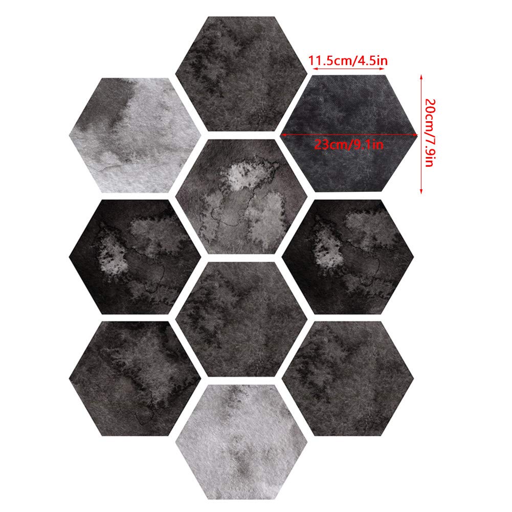 Non-Slip Hexagonal Floor Stickers - Grey Peel and Stick Waterproof Staircase Decals, Self-Adhesive Wood Plank Wallpaper for Home Decor, DIY Living Room, Bedroom & Staircase Safety