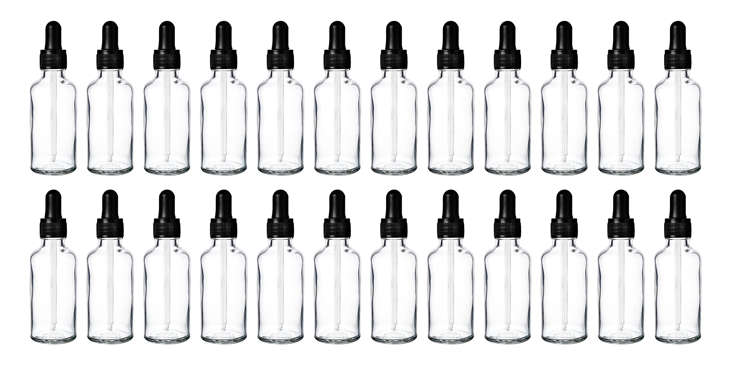 NSB Herbals 50ml Clear Round Empty Glass Bottle with Dropper & Black Silicone Cap - Refillable Essential Oil, Perfume, CBD Storage Bottles (Pack of 3) - Perfect for DIY Blends, Aromatherapy & Travel Size Liquids