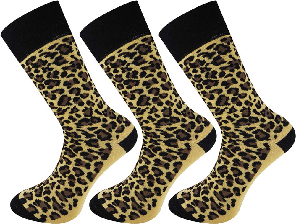 Men's Animal Print Crew Socks - Comfortable Cotton Casual Socks for Work, Gym & Everyday Wear