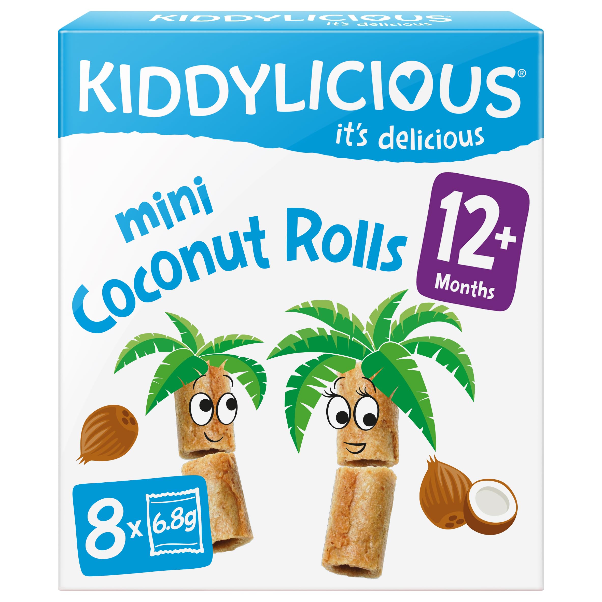 Kiddylicious Coconut Rolls - Healthy Kids Snacks for Toddlers 12+ Months - Gluten-Free & Organic - 8 Packs of 5 (40 Total) - Perfect for School Lunch, Travel & On-the-Go Snacking