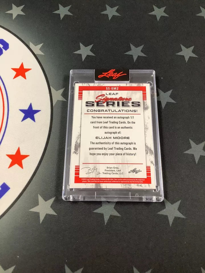 2022 Elijah Moore Leaf Signature Series Football Auto #1/1 SS EM2 - Rare Collectible for NFL Fans & Sports Memorabilia Enthusiasts - Perfect for Display, Gifting, and Investment