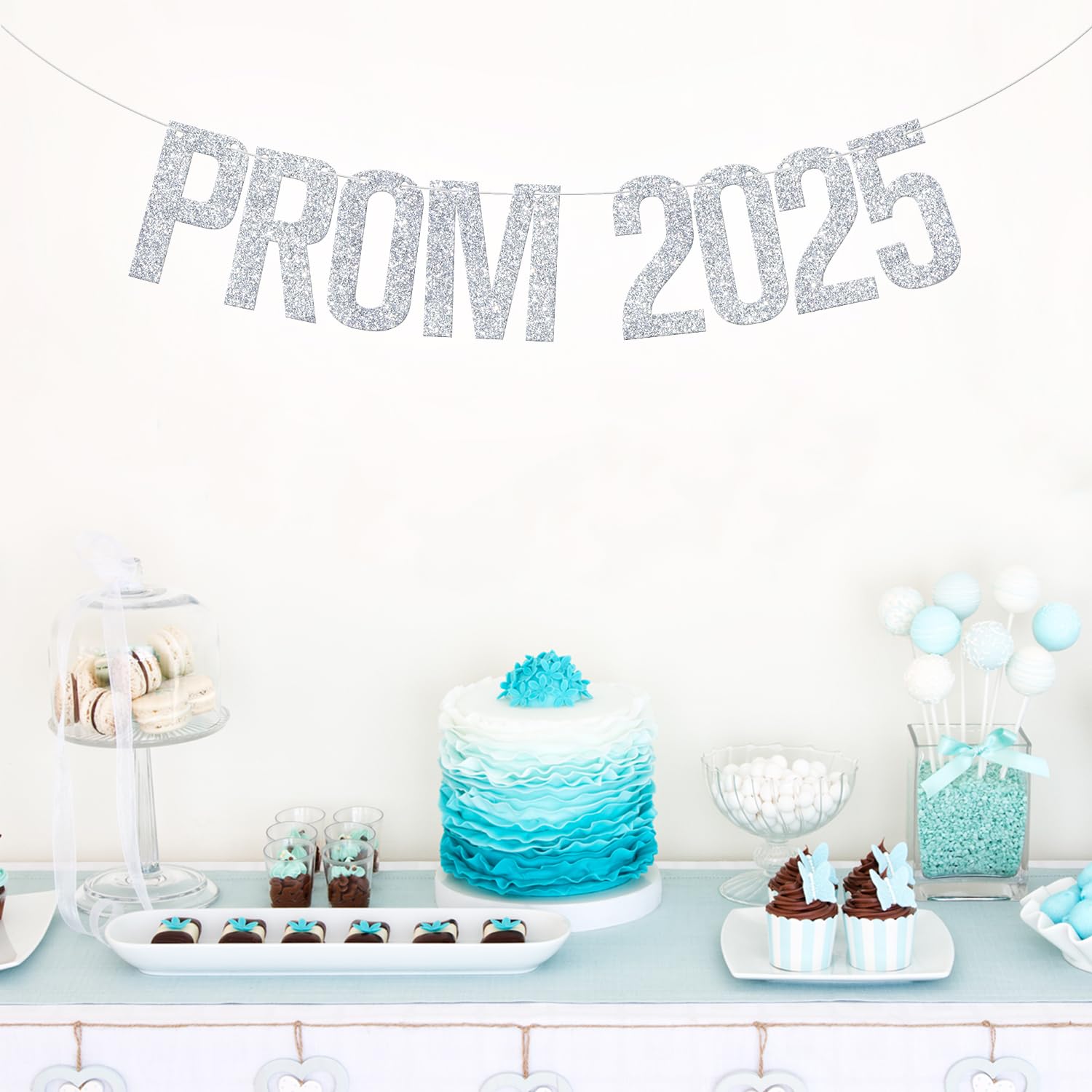 2025 Prom Banner & Graduation Decorations - Silver Glitter Prom Night Party Supplies for Class of 2025 | Perfect for High School Dance, Senior Party & Grad Celebration Decor