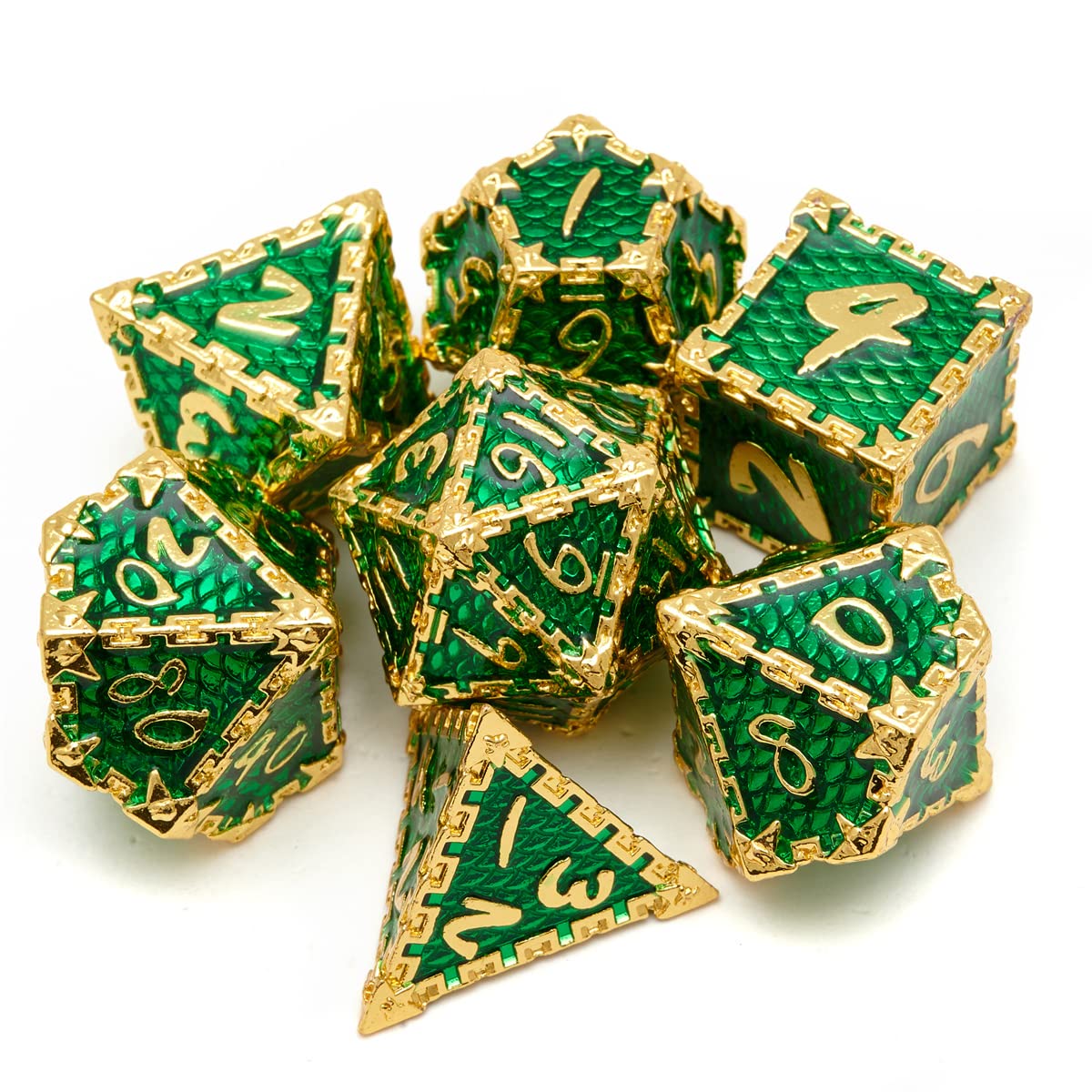 Premium 7-Piece Metal Dice Set for D&D - D20, D12, D10, D8, D6, D4 Polyhedral RPG Dice | Perfect for Dungeons & Dragons, Pathfinder, and Tabletop Role-Playing Games | Durable & Weighted for Enhanced Gameplay Experience
