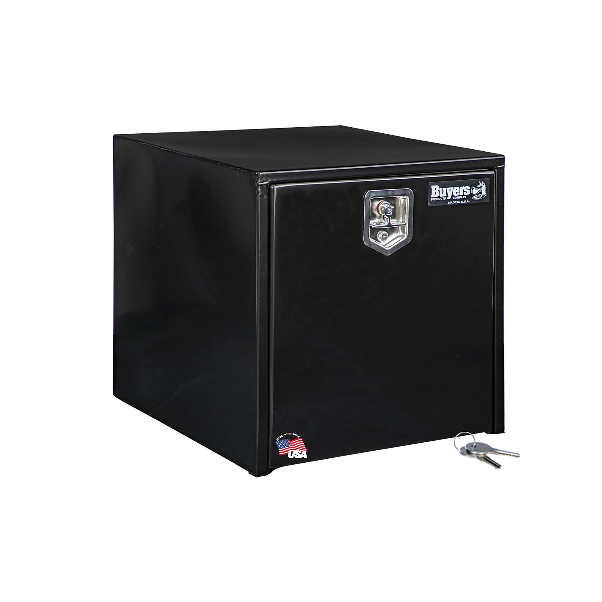 Buyers Products 1704300 Black Steel Underbody Truck Tool Box - 24x24x24 Inch Lockable T-Handle Storage Chest | Made in USA | Durable Truck Bed Organizer for Tools, Equipment & Work Gear | Perfect for Construction, Landscaping & Fleet Vehicles