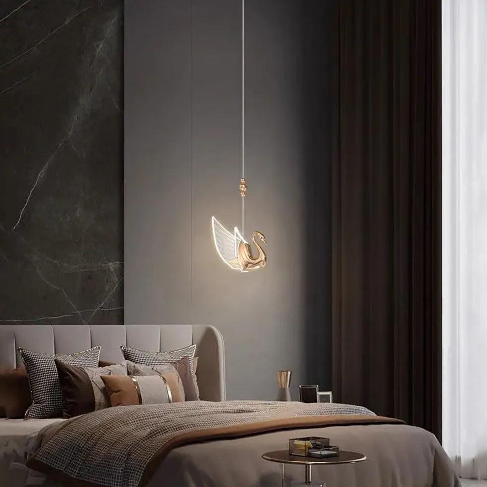 Modern Swan-Shaped Pendant Light for Bedroom - Minimalist Ceiling Lighting Fixture for Contemporary Home Decor, Living Room & Dining Area