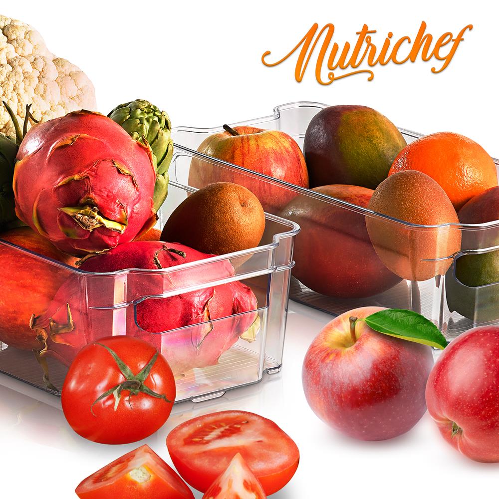 Refrigerator Organizer Bins - Stackable Fridge Storage Containers for Fruits, Vegetables & Leftovers | Perfect for Kitchen Organization & Space Saving