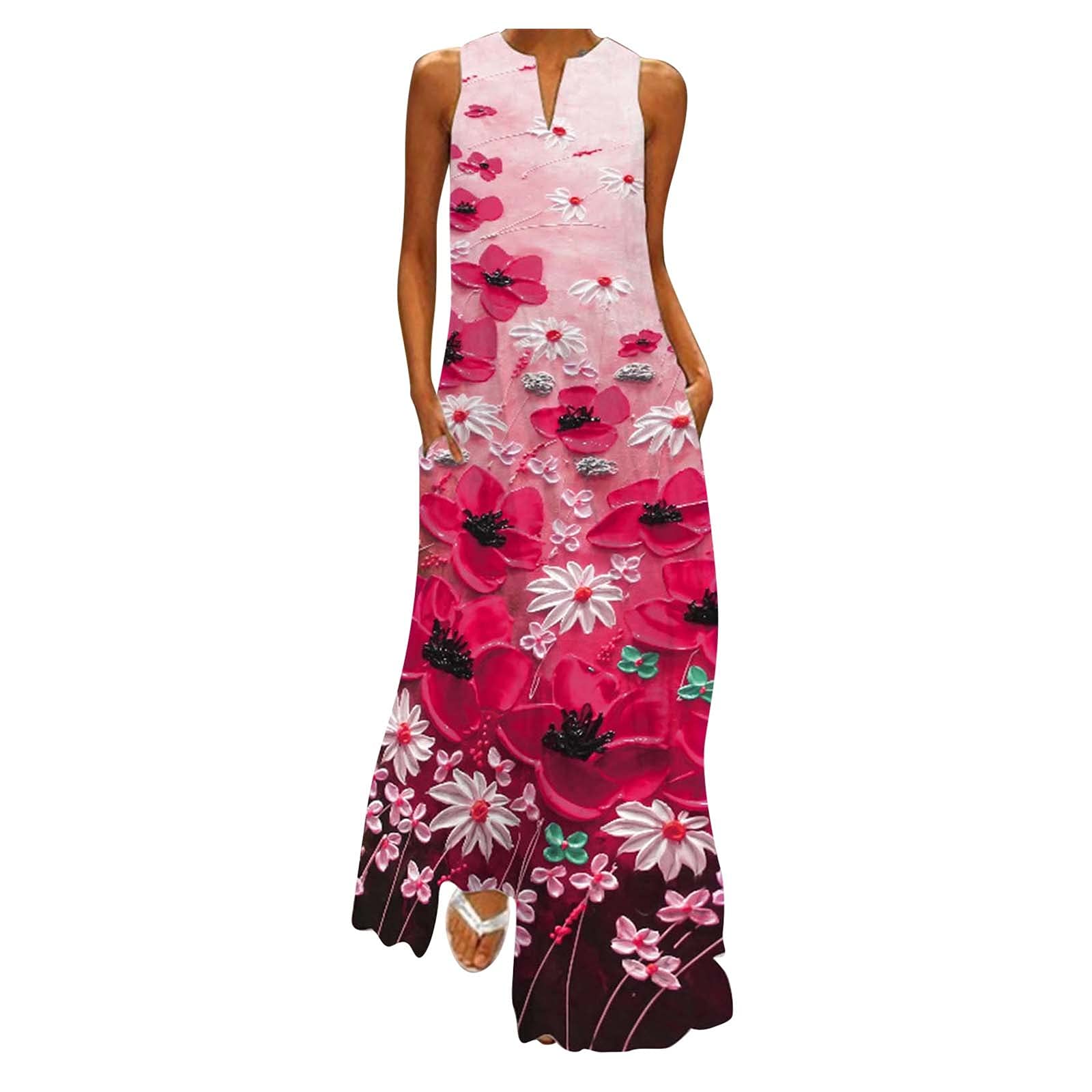 Women's Long Sleeve Maxi Dress - Floral Summer Casual Dress with Shorts | Perfect for Beach Outings, Vacations & Summer Parties