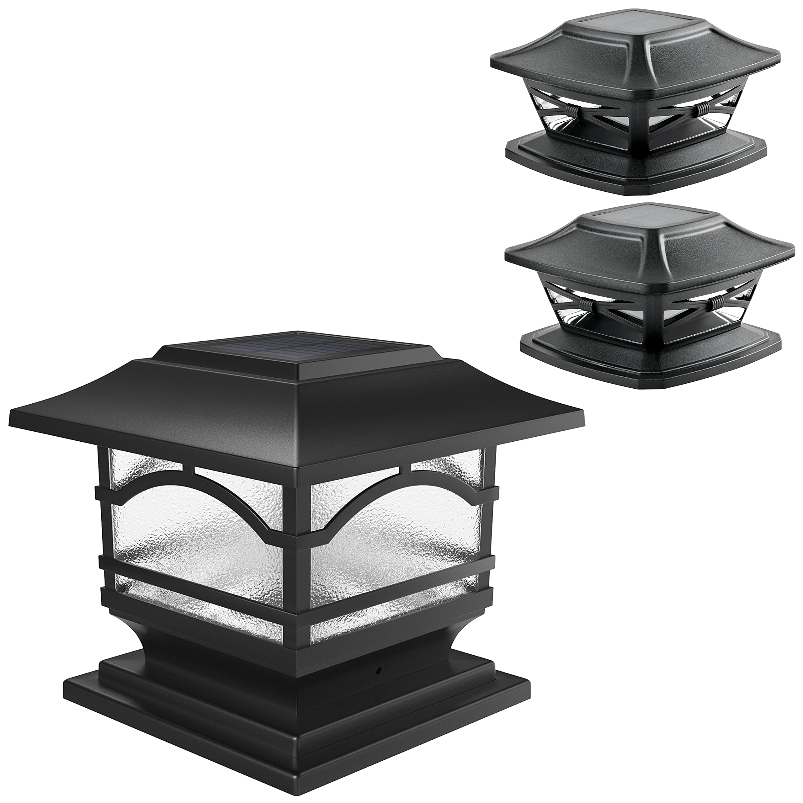 Premium Solar Post Cap Lights (1 Pack) & Davinci Lighting Flexfit (2 Pack) - Slate Black | Outdoor Pathway, Deck, Fence & Garden Lighting for Nighttime Safety & Ambiance