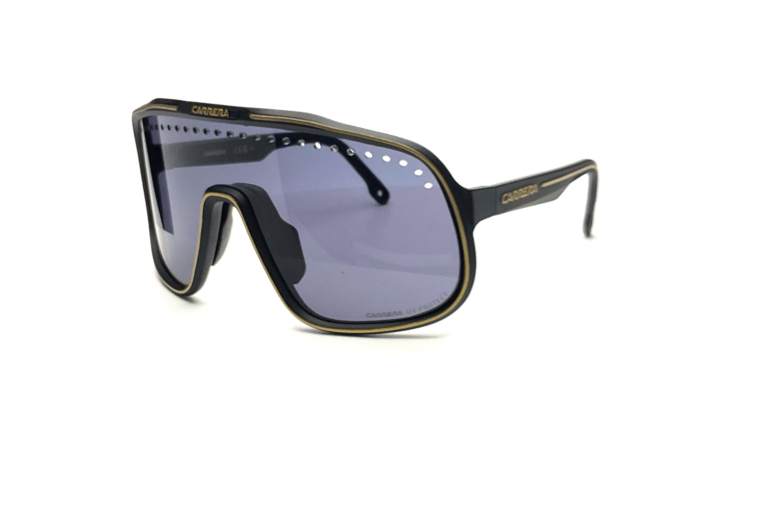 Carrera C Sport 02 Matte Black Gold Sunglasses - Polarized UV Protection Sports Sunglasses for Men & Women - Perfect for Running, Cycling & Outdoor Activities