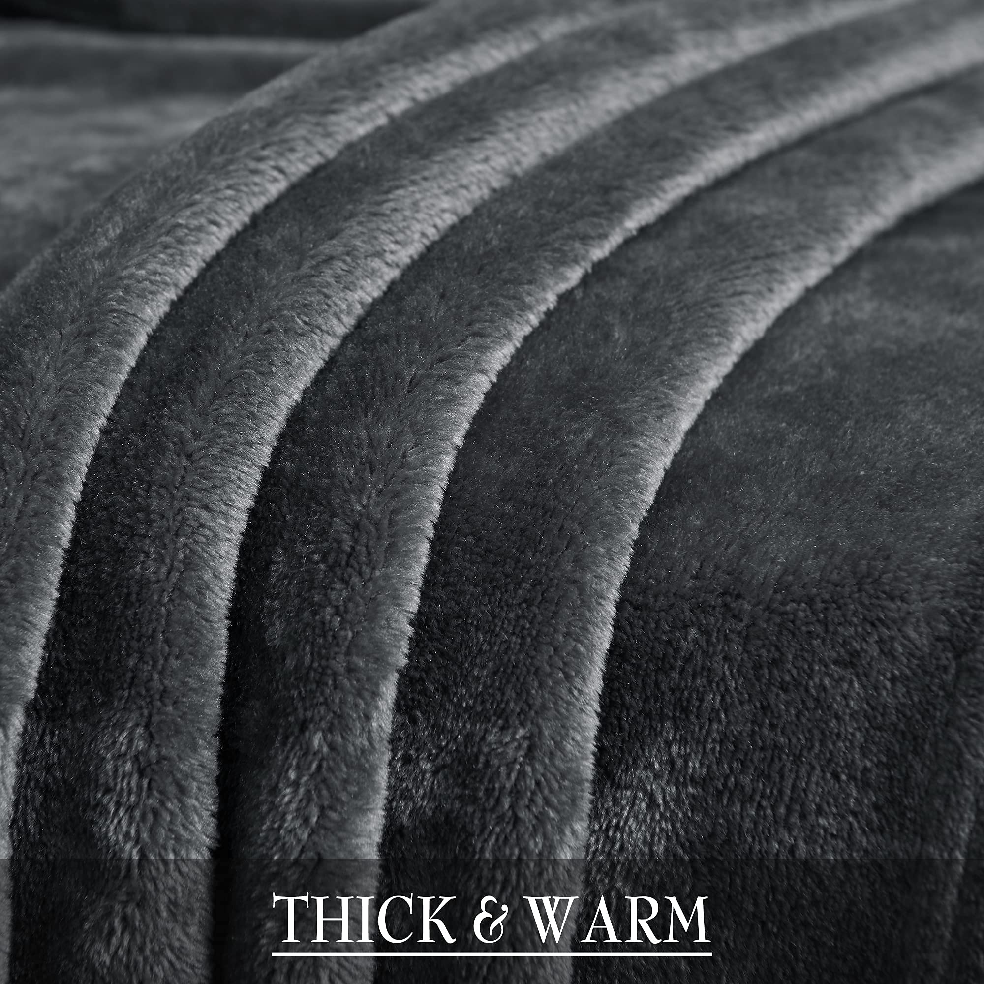 RYB HOME Soft Flannel Blanket - Twin Size Grey Lightweight Thermal Fuzzy Bed Blanket for Couch, Bed, Sofa - Perfect for Travel, Camping & Home Use (60