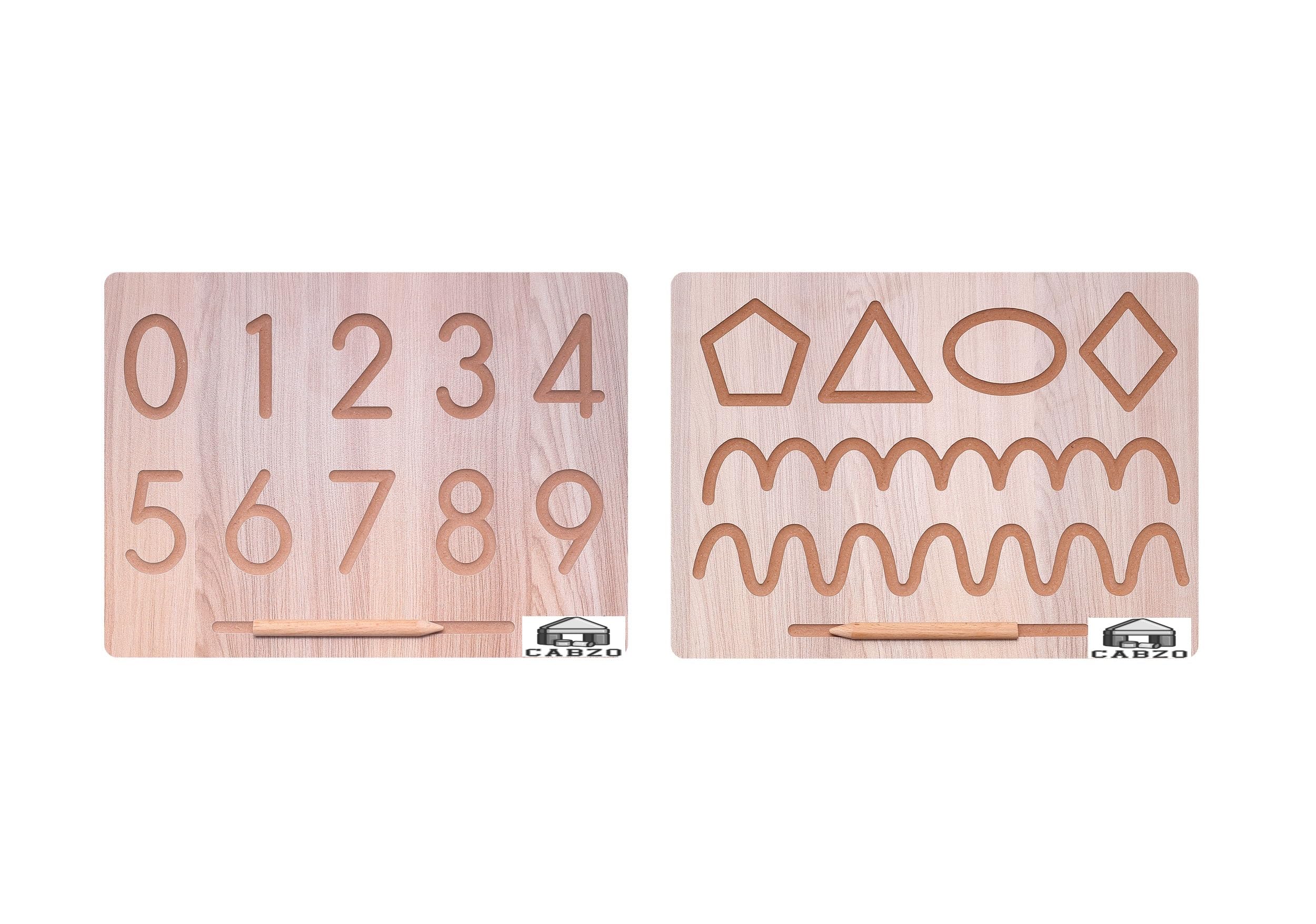 Wooden Learning Board with Alphabet, Numbers & Puzzle - Educational Toy for Kids with Dummy Pencil - Perfect for Preschool Learning, Homeschooling & Early Childhood Development