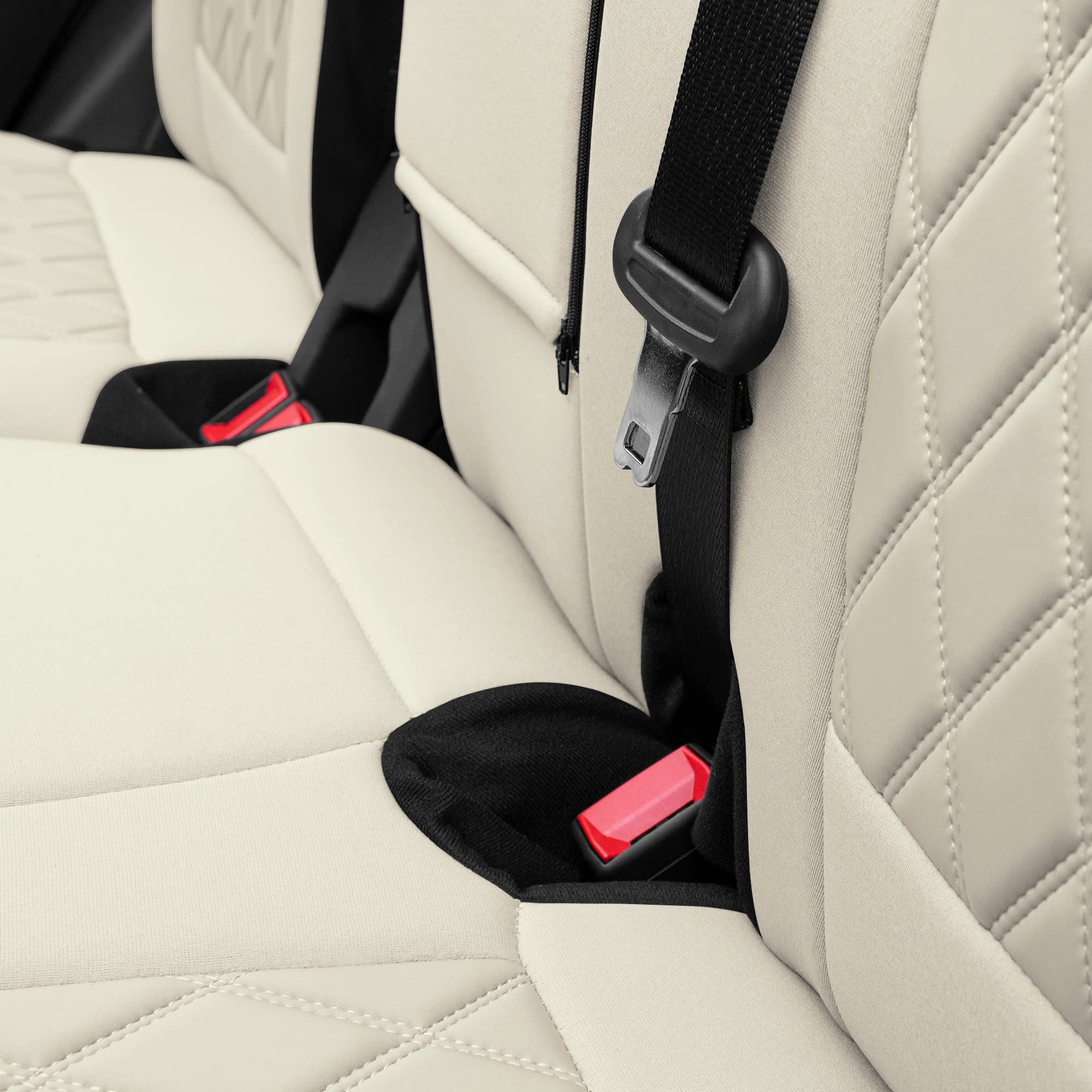 Custom Fit Neoprene Seat Covers for Ford Bronco 2021-2022 SUV - Water Resistant Neosupreme Front & Rear Set in Solid Beige | Perfect for Off-Roading, Camping & Daily Commute