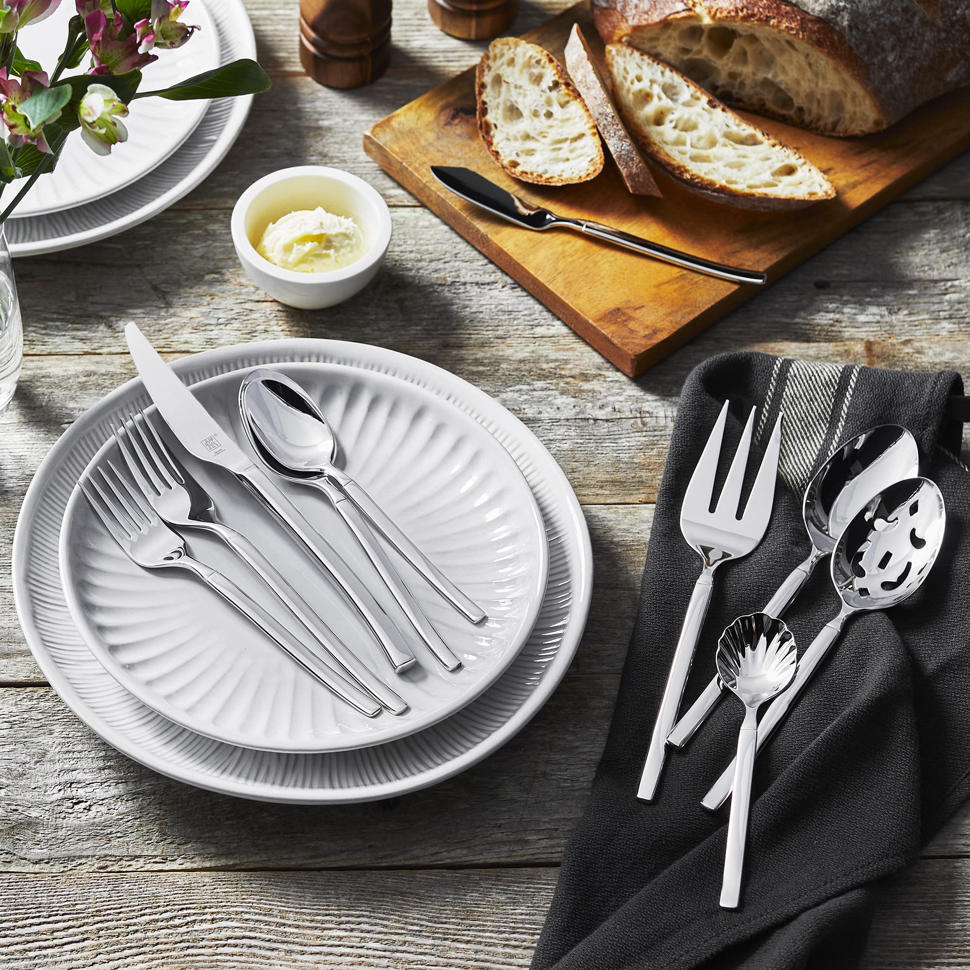 ZWILLING Premier Series Opus 45-Piece Stainless Steel Flatware Set - 300-Year Crafted Special Formula Steel, Dishwasher Safe, Service for 8 - Perfect for Fine Dining, Wedding Gifts & Upscale Entertaining