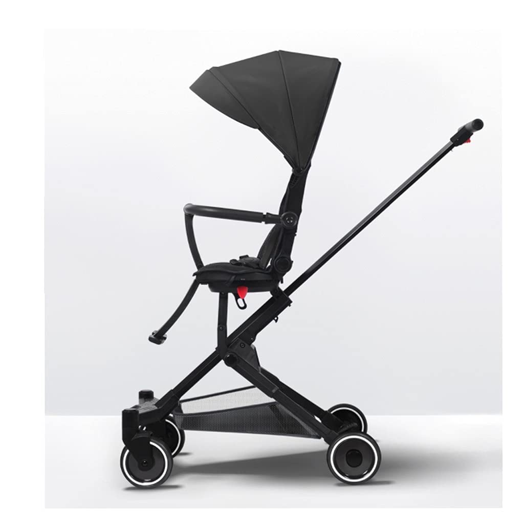Fevilady Lightweight Baby Stroller with Reclining Seat & Adjustable Canopy - Foldable Infant Carriage for Newborns & Toddlers (Black) - Perfect for Shopping, Travel & Outdoor Walks
