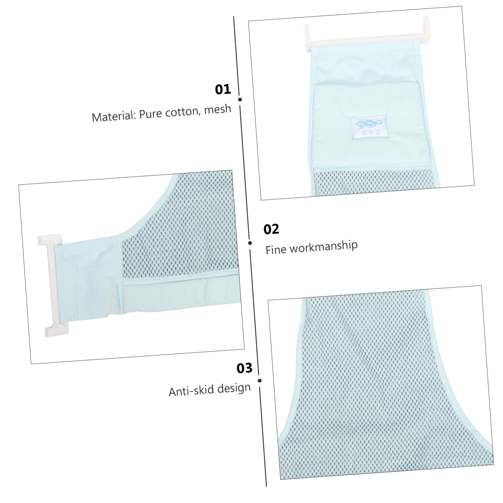 BIUDECO Baby Bath Seat - Safe & Comfortable Infant Bathtub Net for Newborns | Non-Slip Shower Bathing Aid (Blue) | Perfect for Bath Time Safety & Relaxation