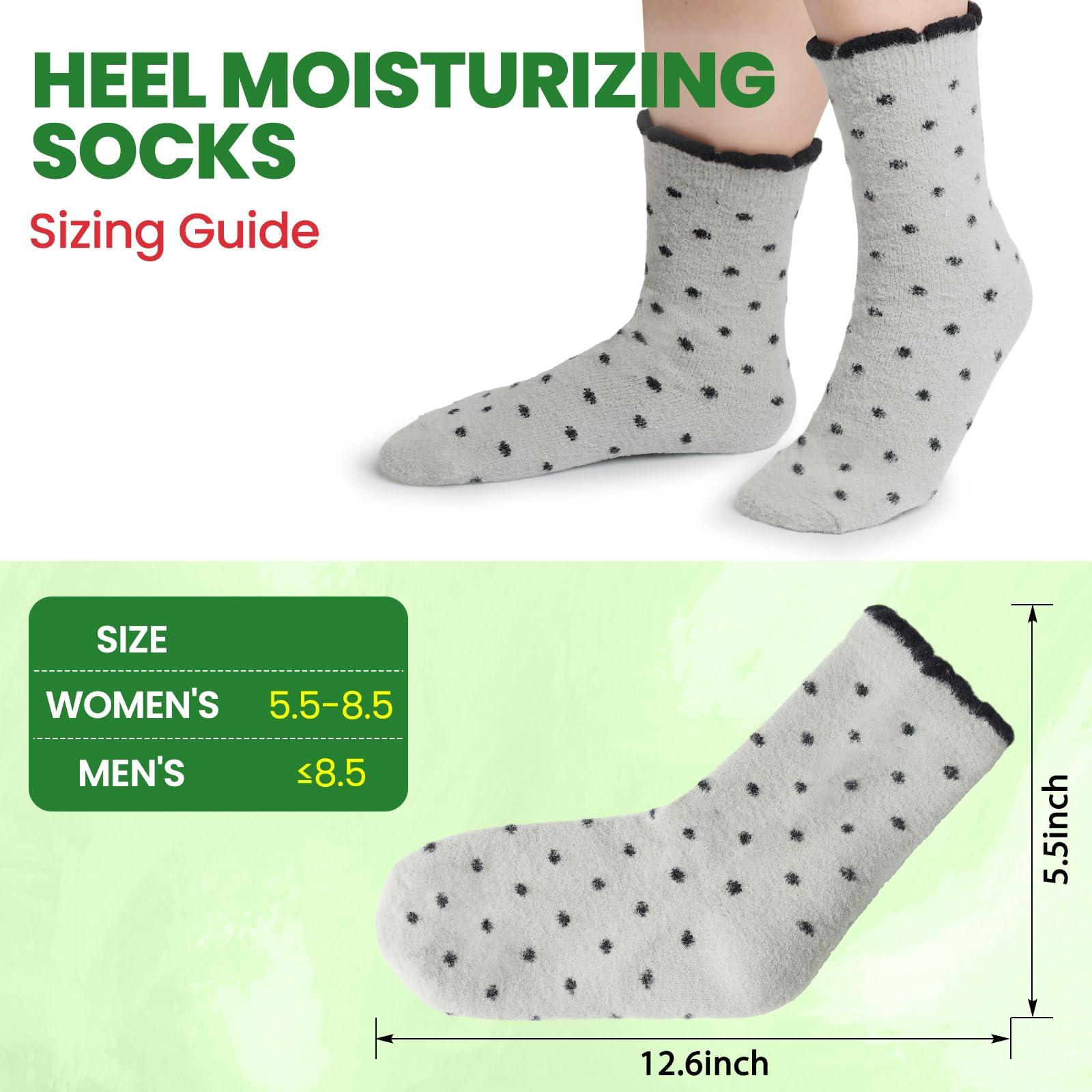 Pnrskter Moisturizing Gel Socks for Cracked Heels & Dry Feet - 2 Pairs Spa Treatment Socks with Essential Oils & Vitamins (Black/Light Gray) - Perfect for Overnight Foot Care & Relaxation at Home