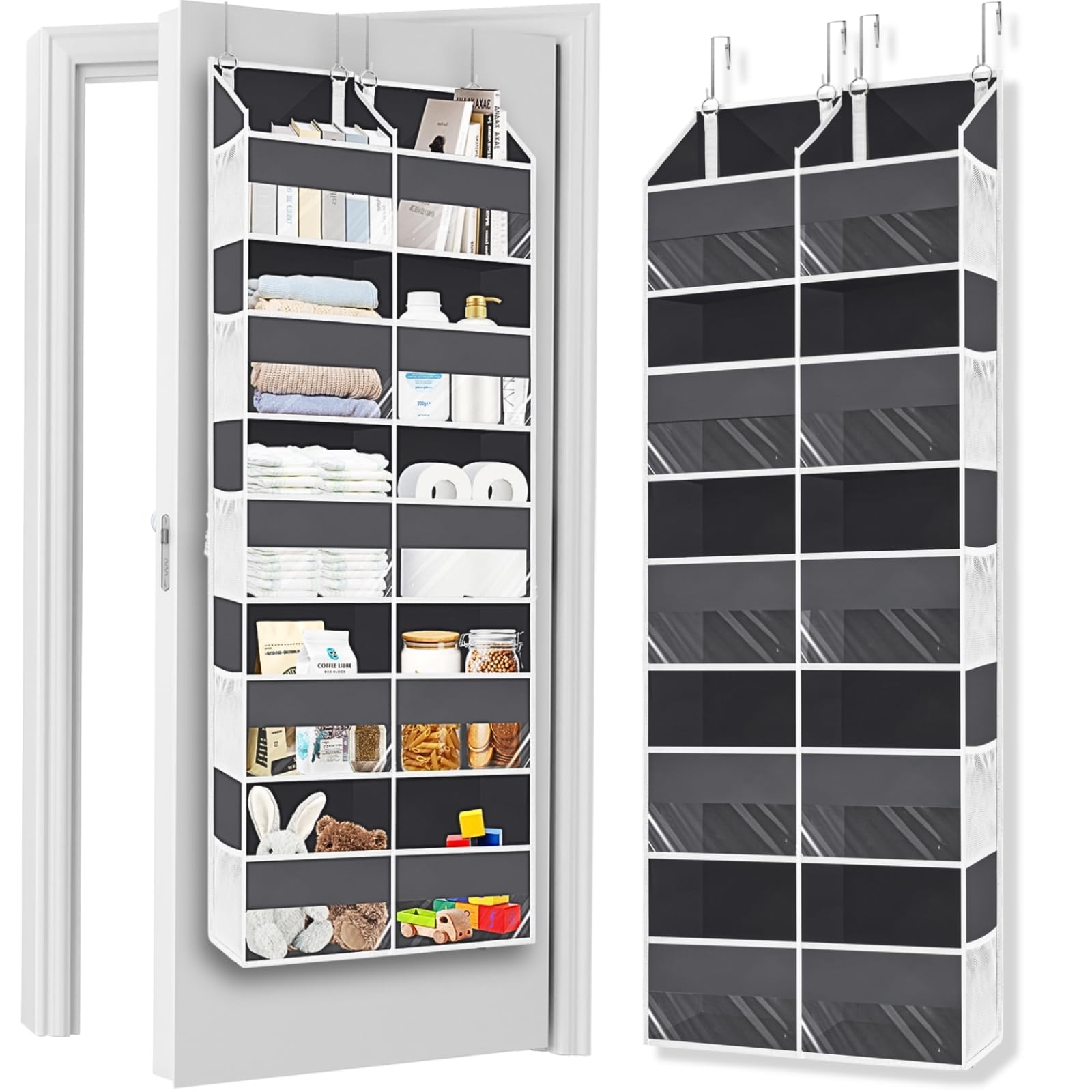 Extra Large Over the Door Organizer - 5 Tier Hanging Storage with 10 Compartments (80 lbs Capacity) | Space-Saving Closet, Nursery, Bedroom & Bathroom Organizer for Diapers, Toys, Towels & More