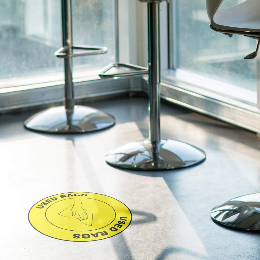 Used Yellow Anti-Slip Round Floor Decals - 36Inch Industrial Safety Signs for Business & Warehouse (Non-Slip Floor Marking Stickers for Work Areas, Factories, Garages)