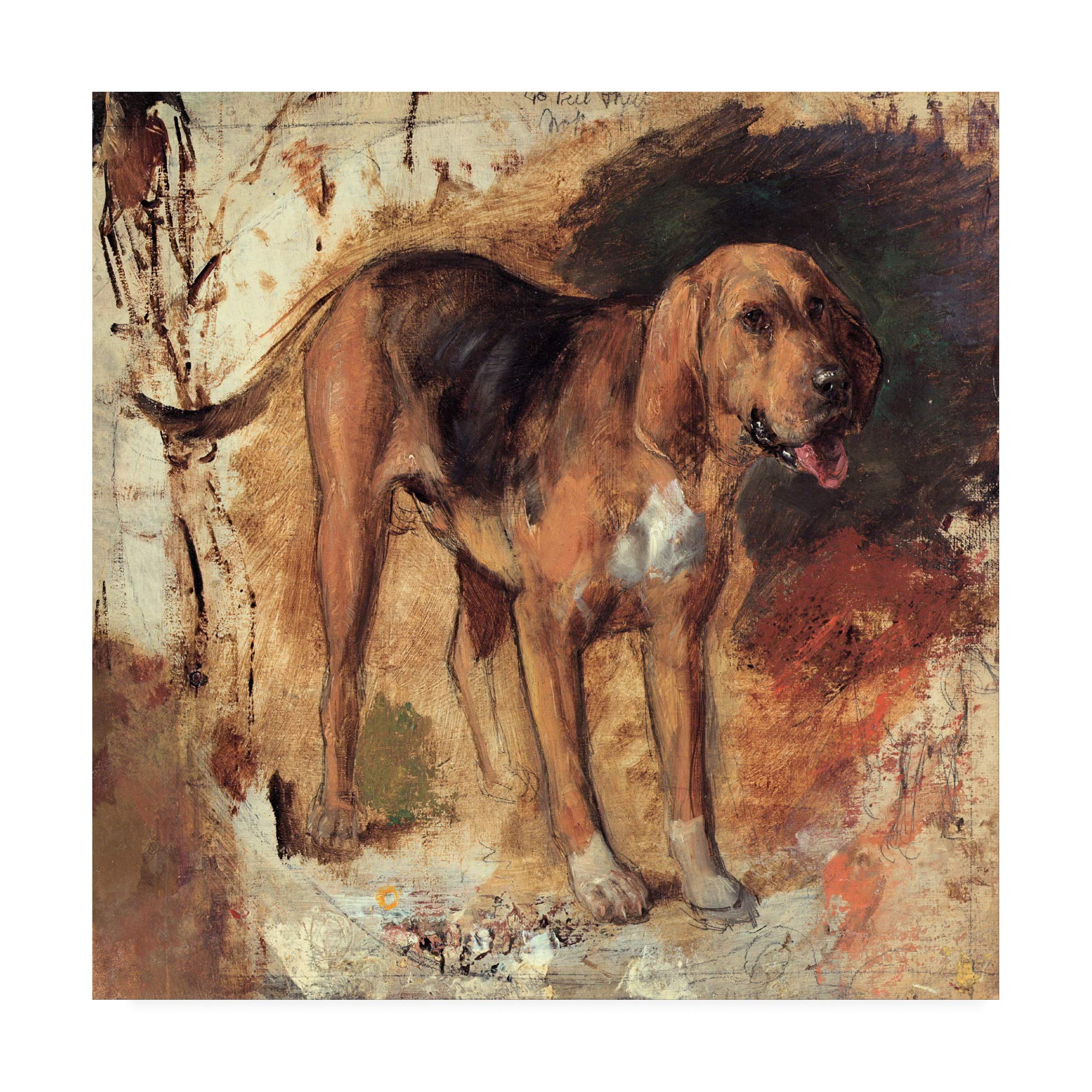 Trademark Fine Art 18x18 Study of a Bloodhound by Holman Hunt - Premium Canvas Wall Art for Living Room, Office & Home Decor - Dog Lover Gift & Vintage Animal Painting