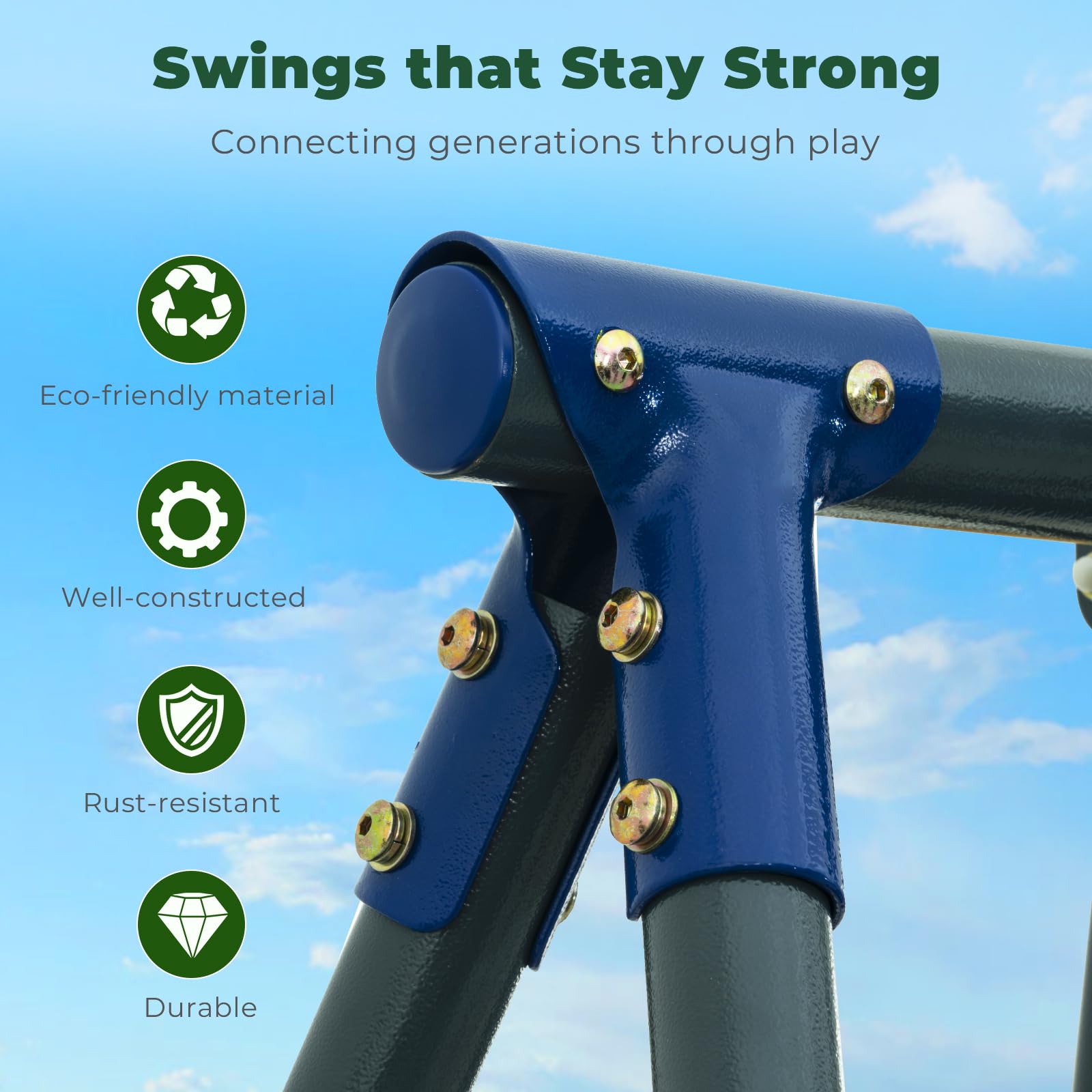 6-in-1 Outdoor Swing Set for Kids with Slide, 2 Swings, Basketball Hoop, Soccer Net & Glider - Backyard Playset for Fun Outdoor Activities | Perfect for Gardens, Parks & Playgrounds