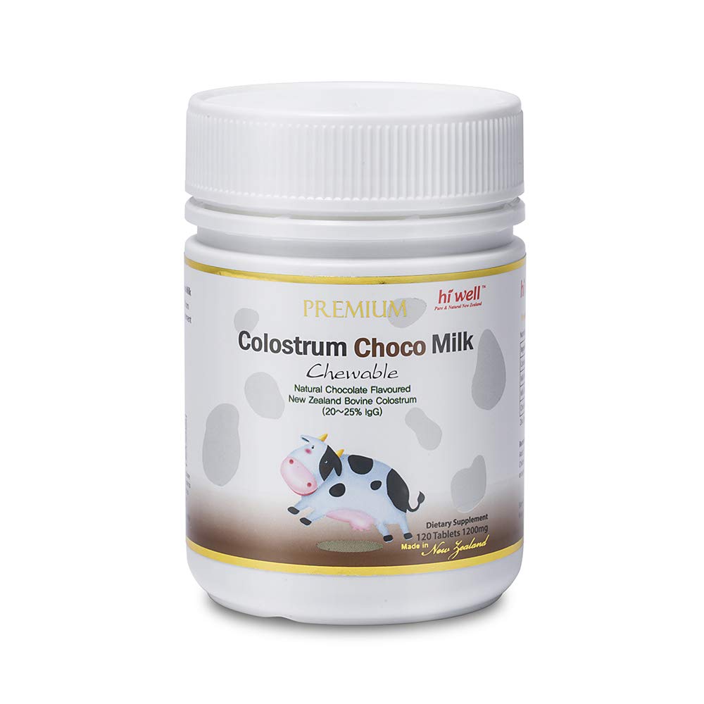 HiWell Premium Colostrum Chocolate Milk Tablets - 240 Count (2 Packs) | Immune Support Supplement for Adults & Kids | Perfect for Travel, Work & Daily Wellness