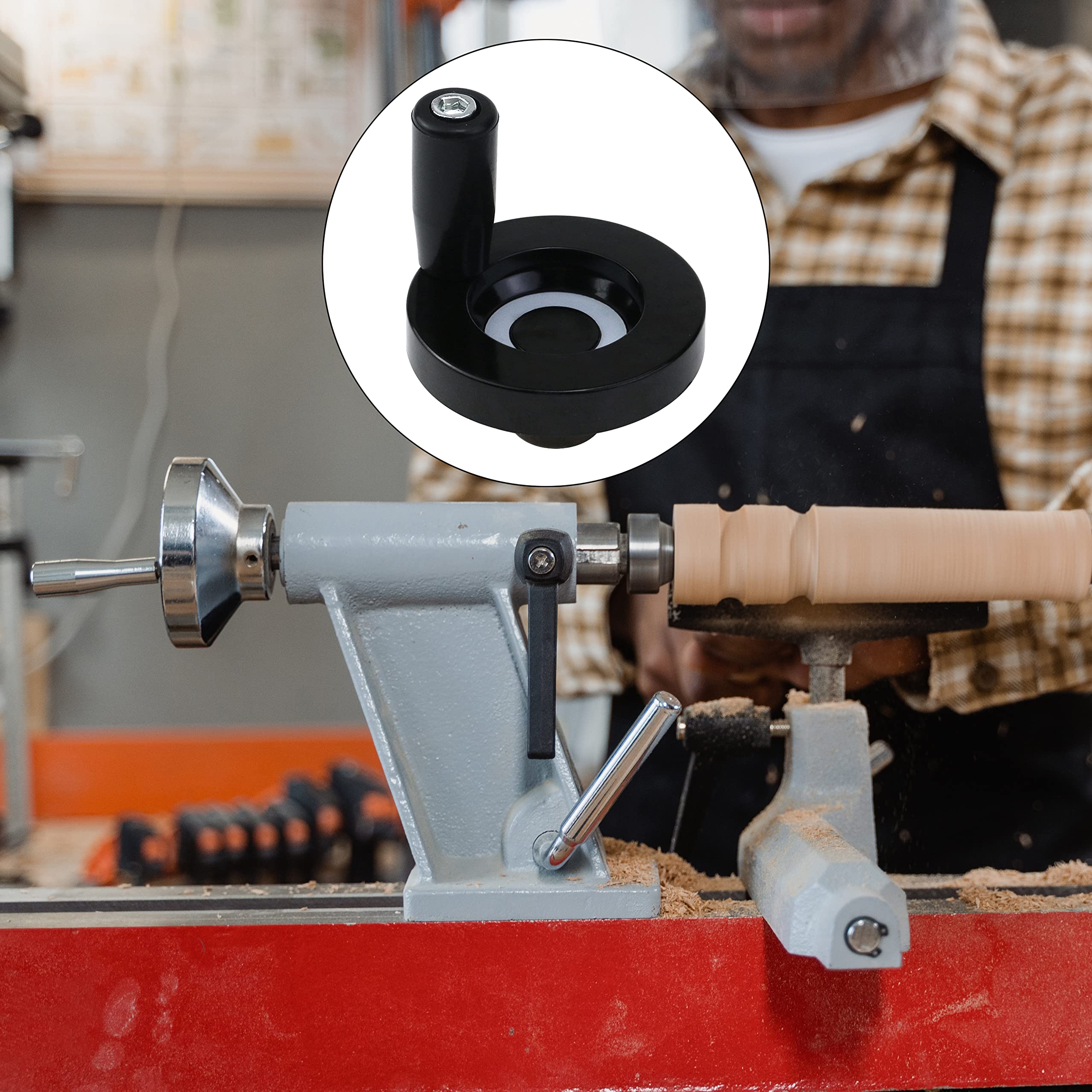 2PCS Hand Crank Revolving Handle 63x8mm M6 Thread Hand Wheel for Lathe, Milling Machine, Grinder (2.48
