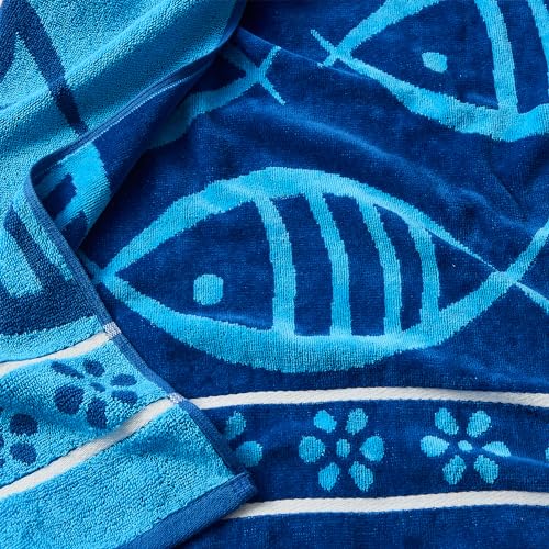 Navy/Royal Blue Fish & Stripe
