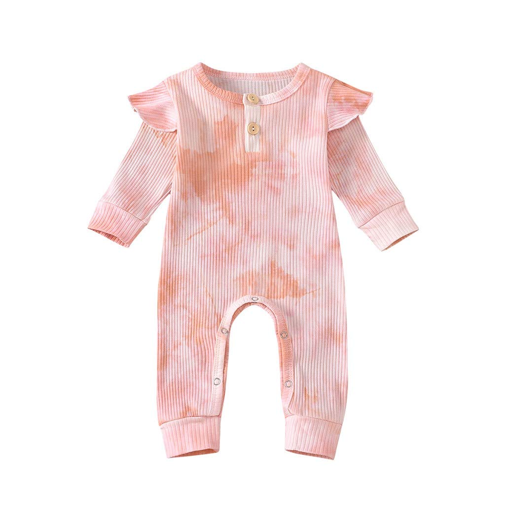 FIN86 Tie Dye Long Sleeve Knitted Romper Jumpsuit for Newborn Baby & Toddler - Soft Cotton One-Piece Outfit for Playtime, Photo Shoots & Casual Wear