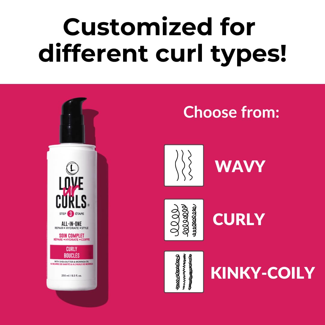 Love Ur Curls - Repairing & Hydrating Shampoo, Conditioner & Curly Hair Styler Set with Irish Sea Moss Gel for Defined Curls | Daily Hair Care Routine for Natural Curly, Wavy & Coily Hair Types
