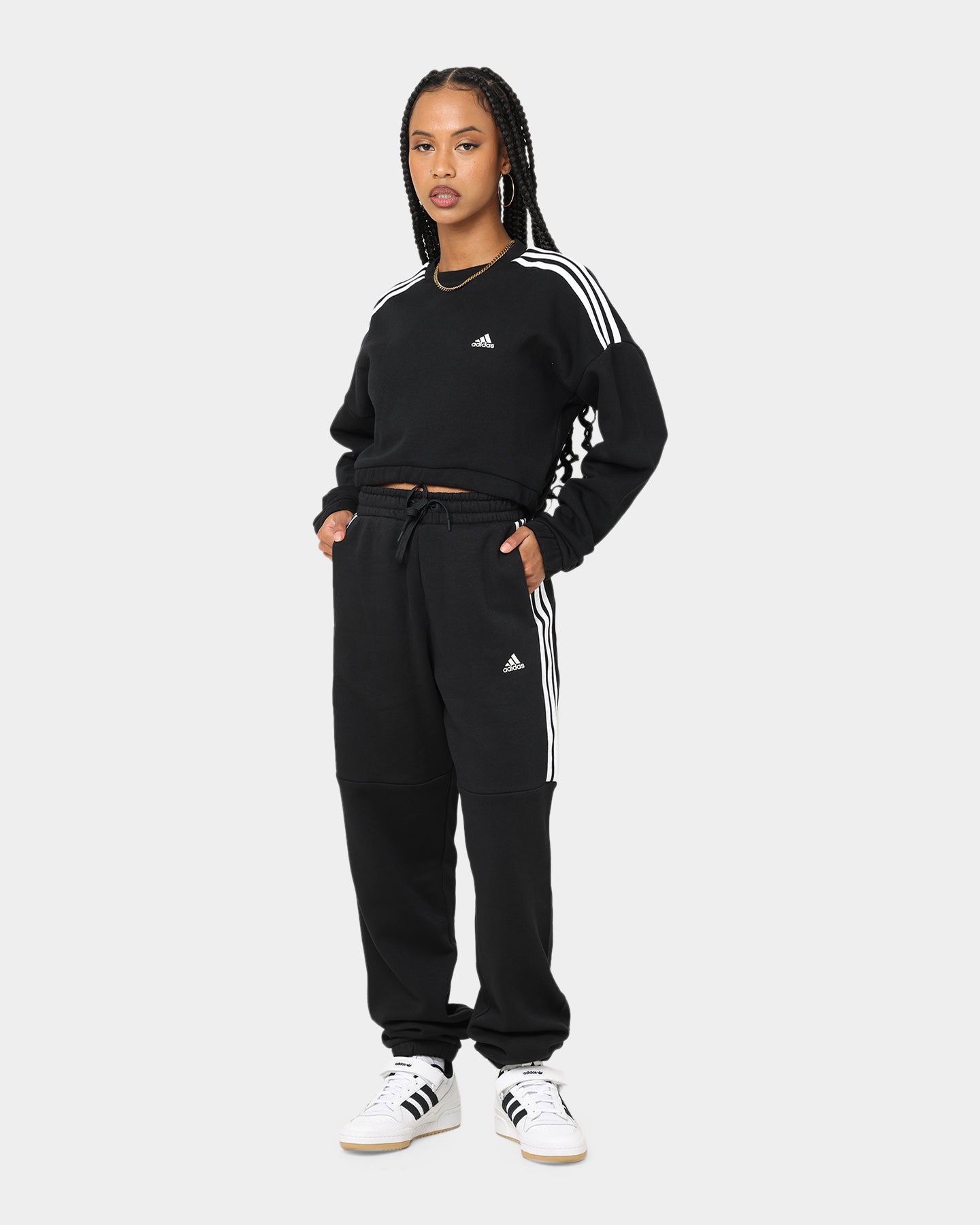 Adidas Women's Hyperglam Crop Sweat Shirt - Black | Workout & Gym Essentials | Running, Yoga & Casual Wear